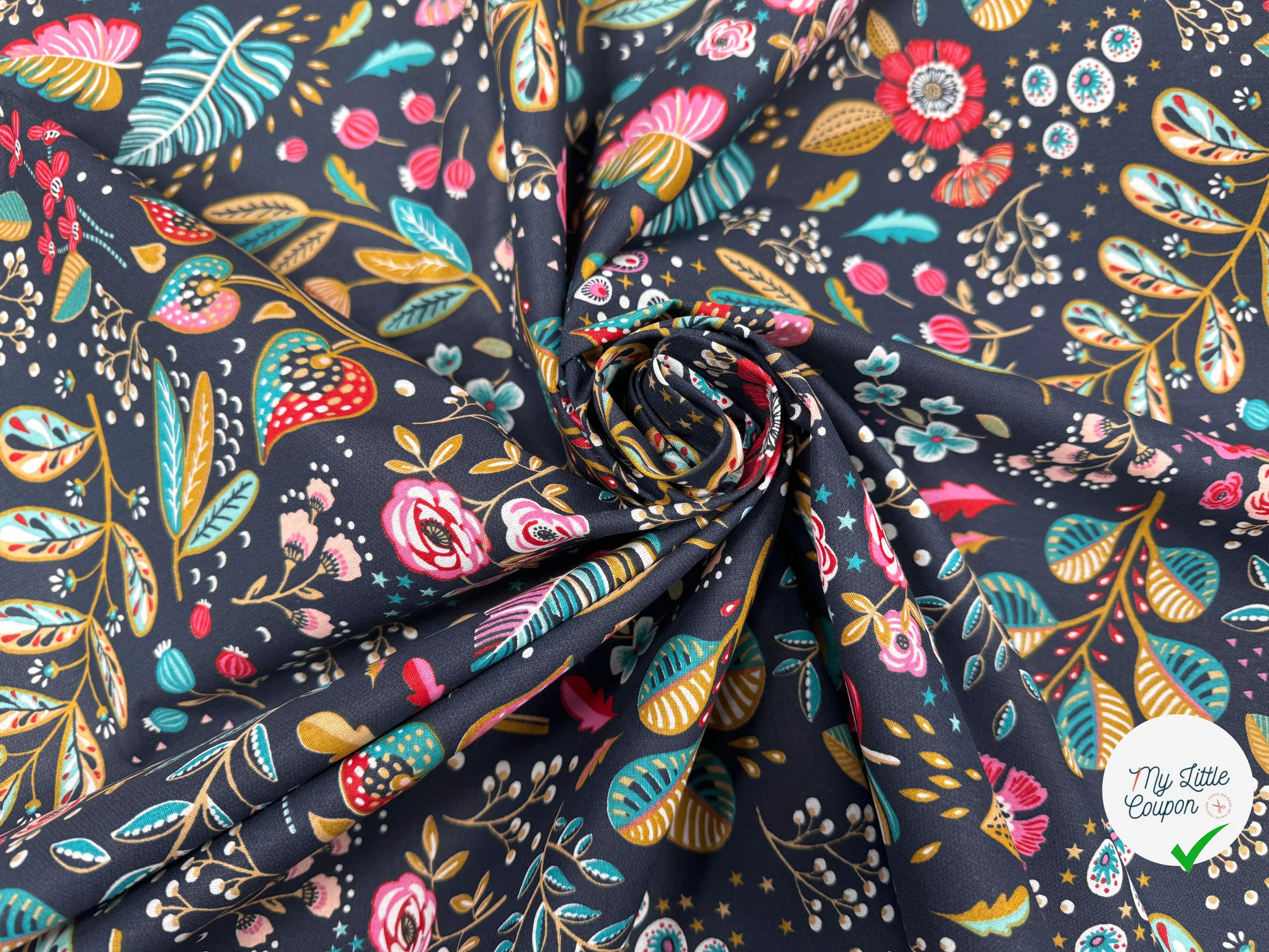 PERCALE DE COTON ANCOLIE ARDOISE - My Little Coupon
