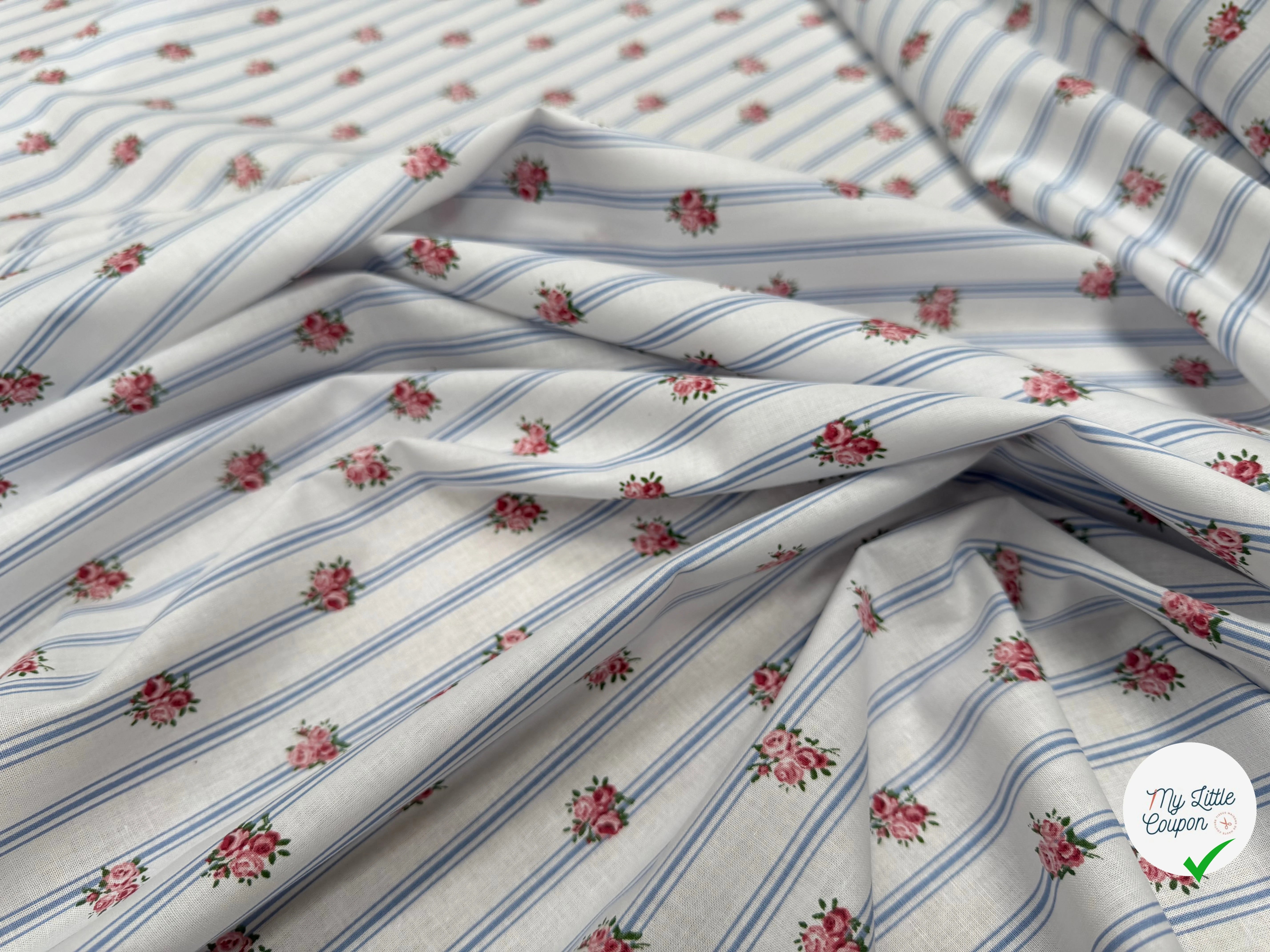 PERCALE DE COTON BATIFOLLE BLEU 150 CM - My Little Coupon