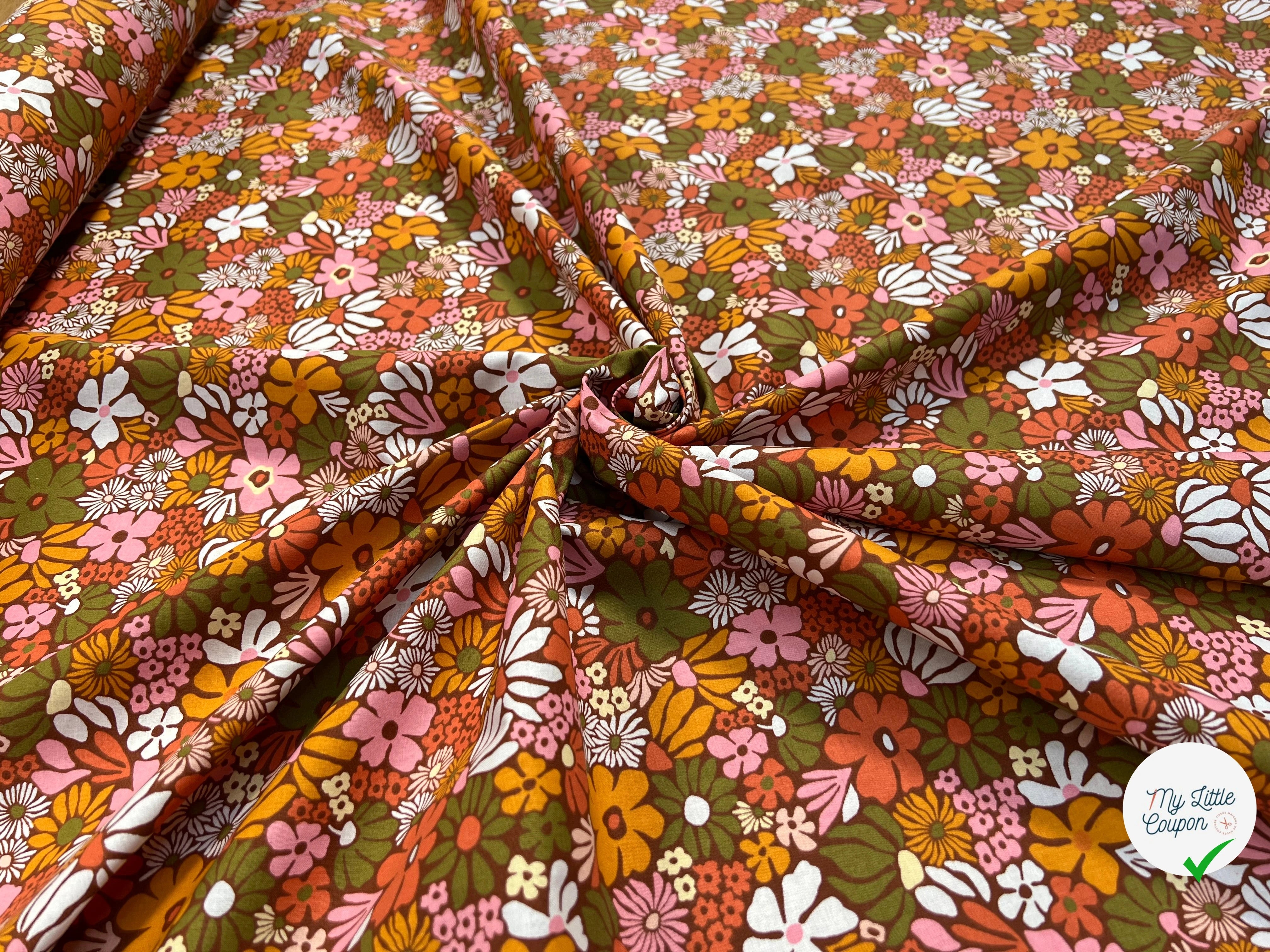 PERCALE DE COTON BEGONIA KAKI 150 CM - My Little Coupon