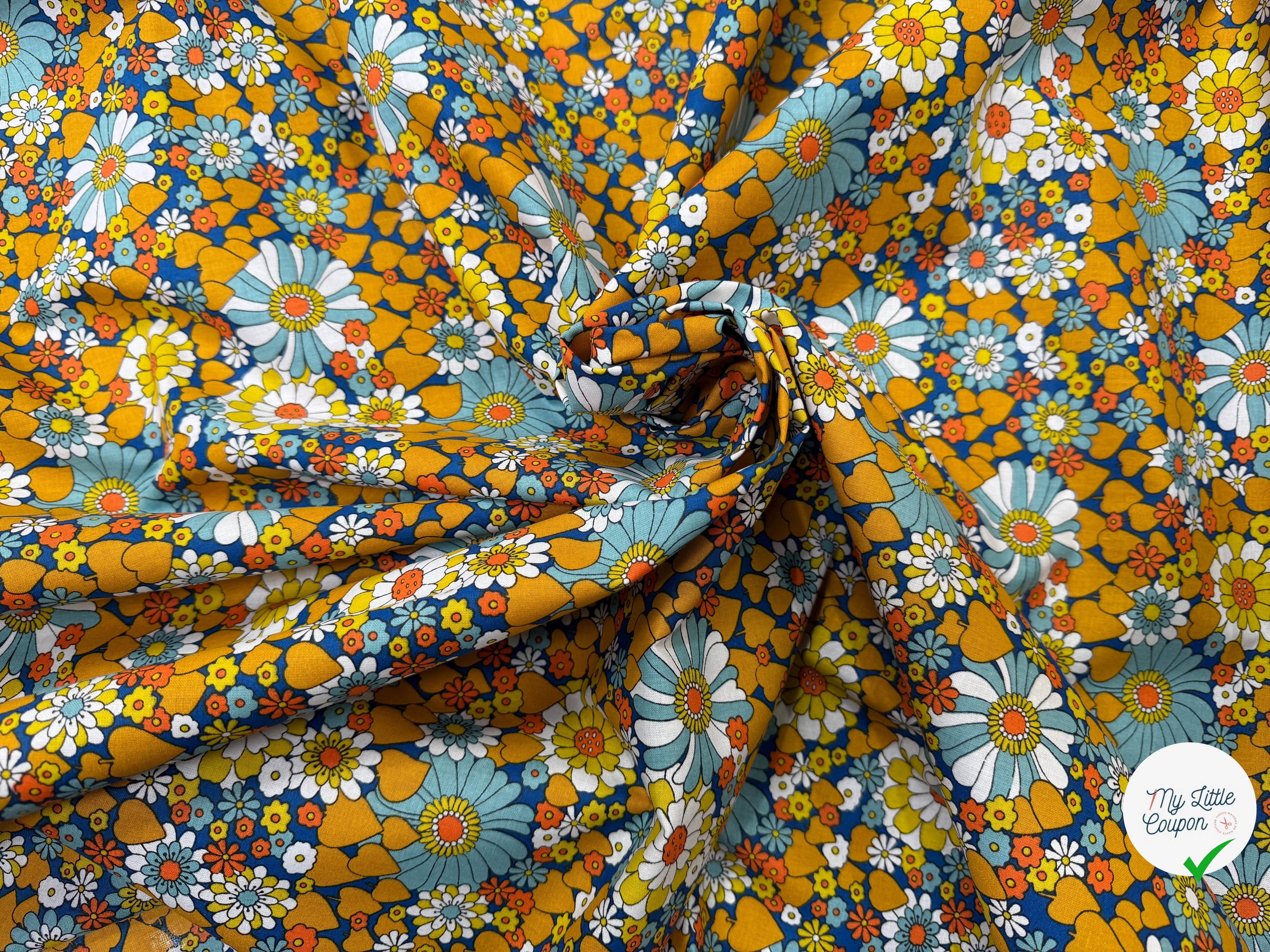 PERCALE DE COTON CHILL JAUNE BLEU 150 CM - My Little Coupon