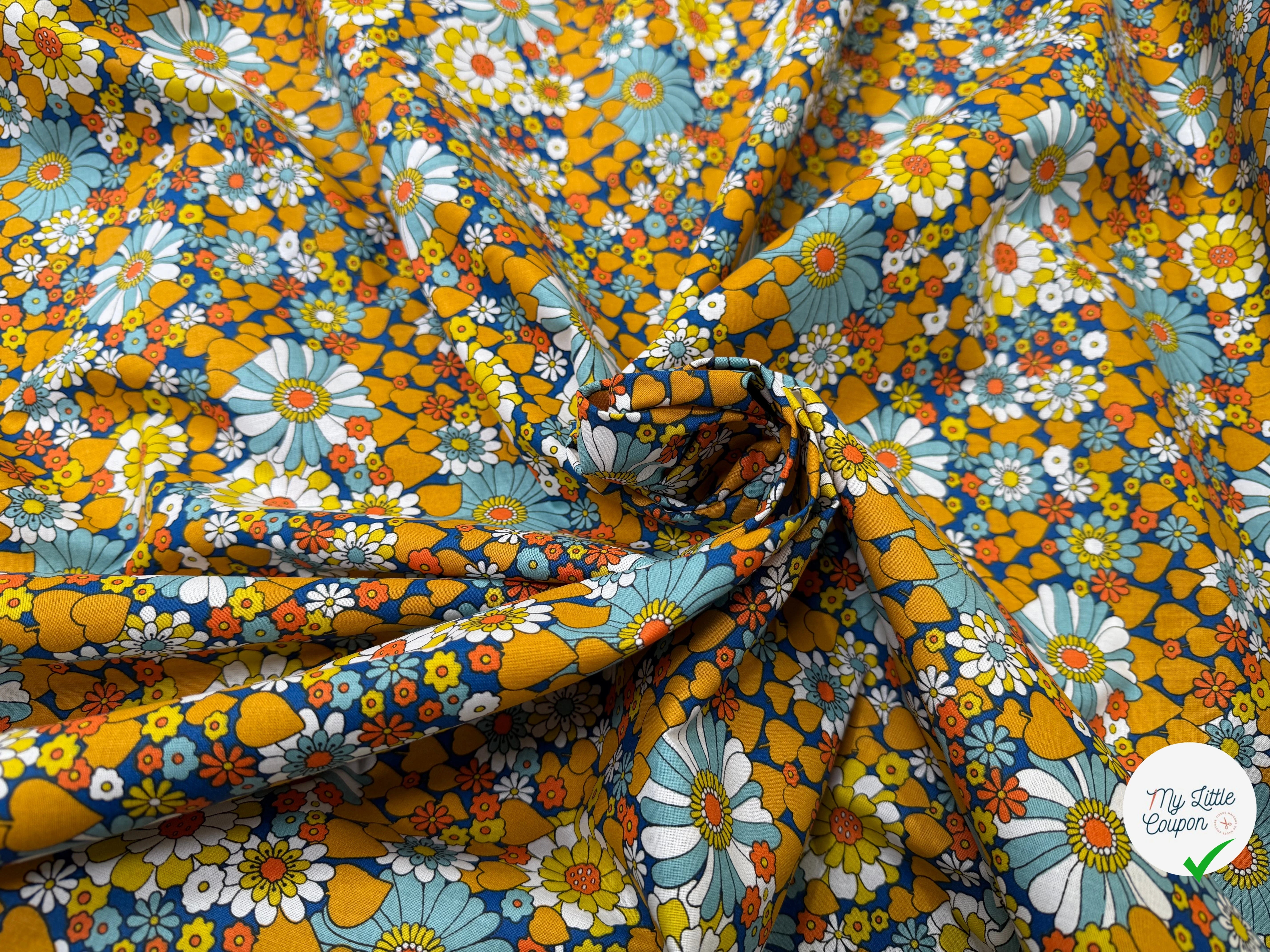 PERCALE DE COTON CHILL JAUNE BLEU 150 CM - My Little Coupon