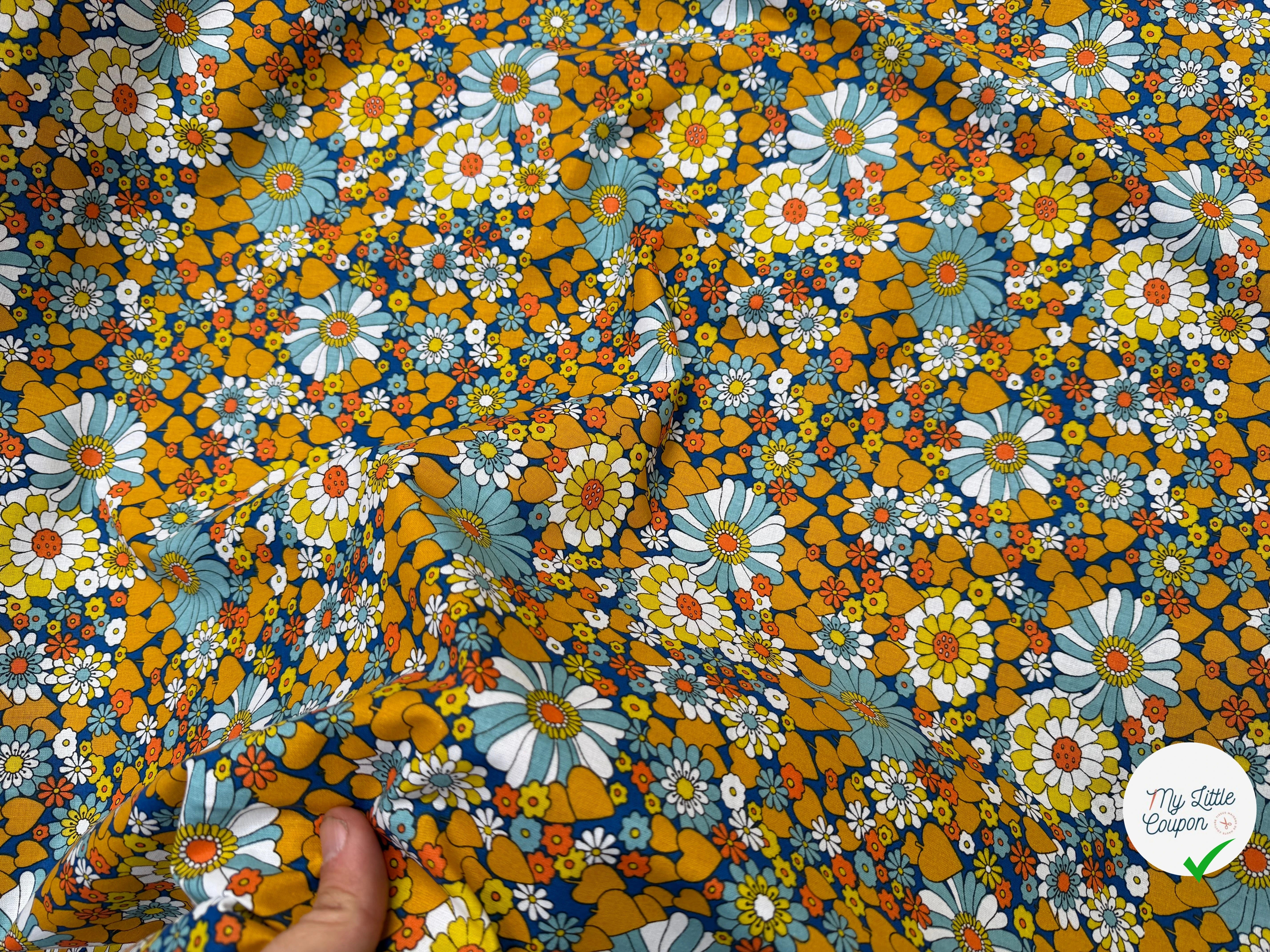 PERCALE DE COTON CHILL JAUNE BLEU 150 CM - My Little Coupon