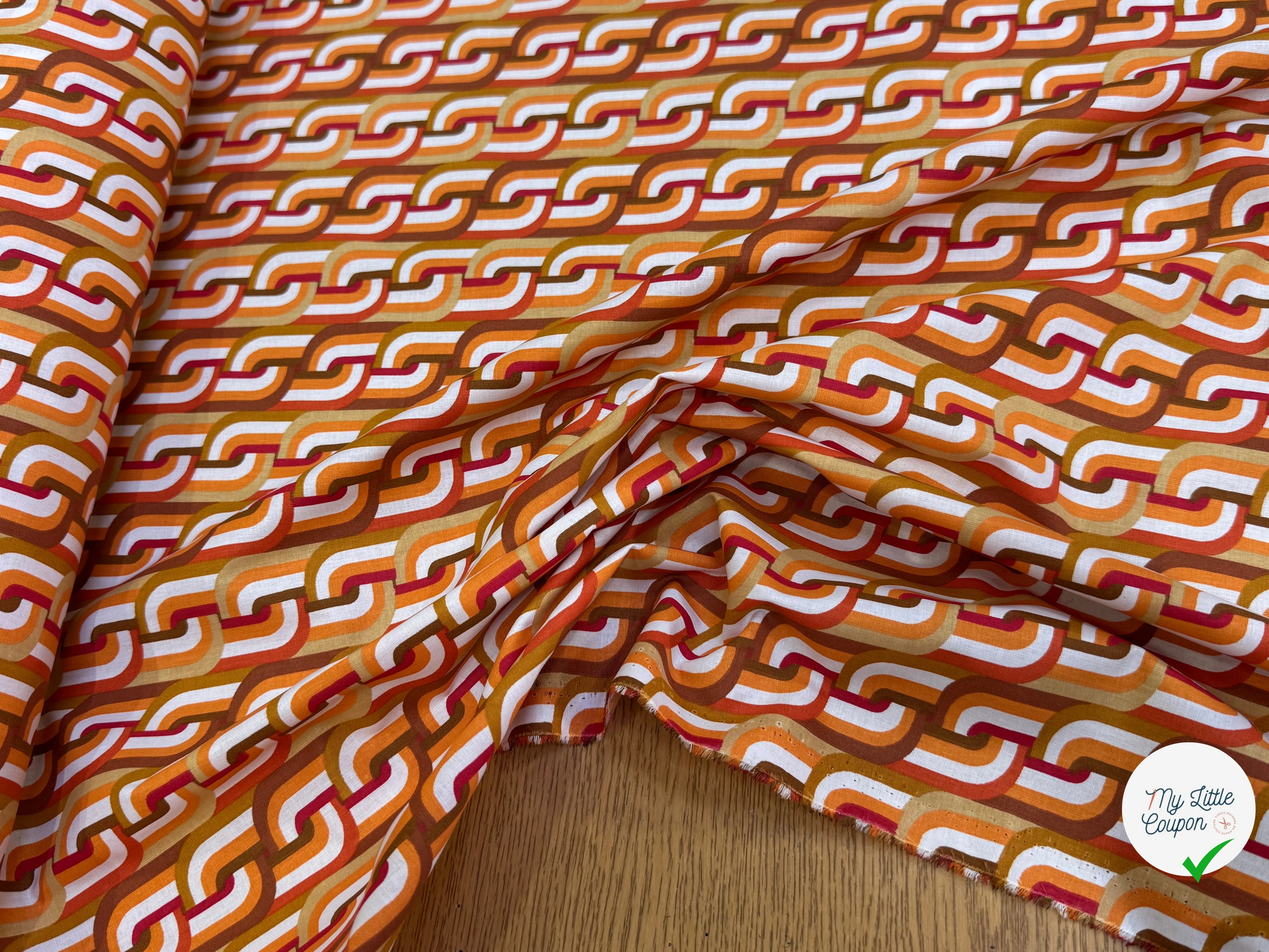 PERCALE DE COTON CLODETTE ORANGE 150 CM - My Little Coupon