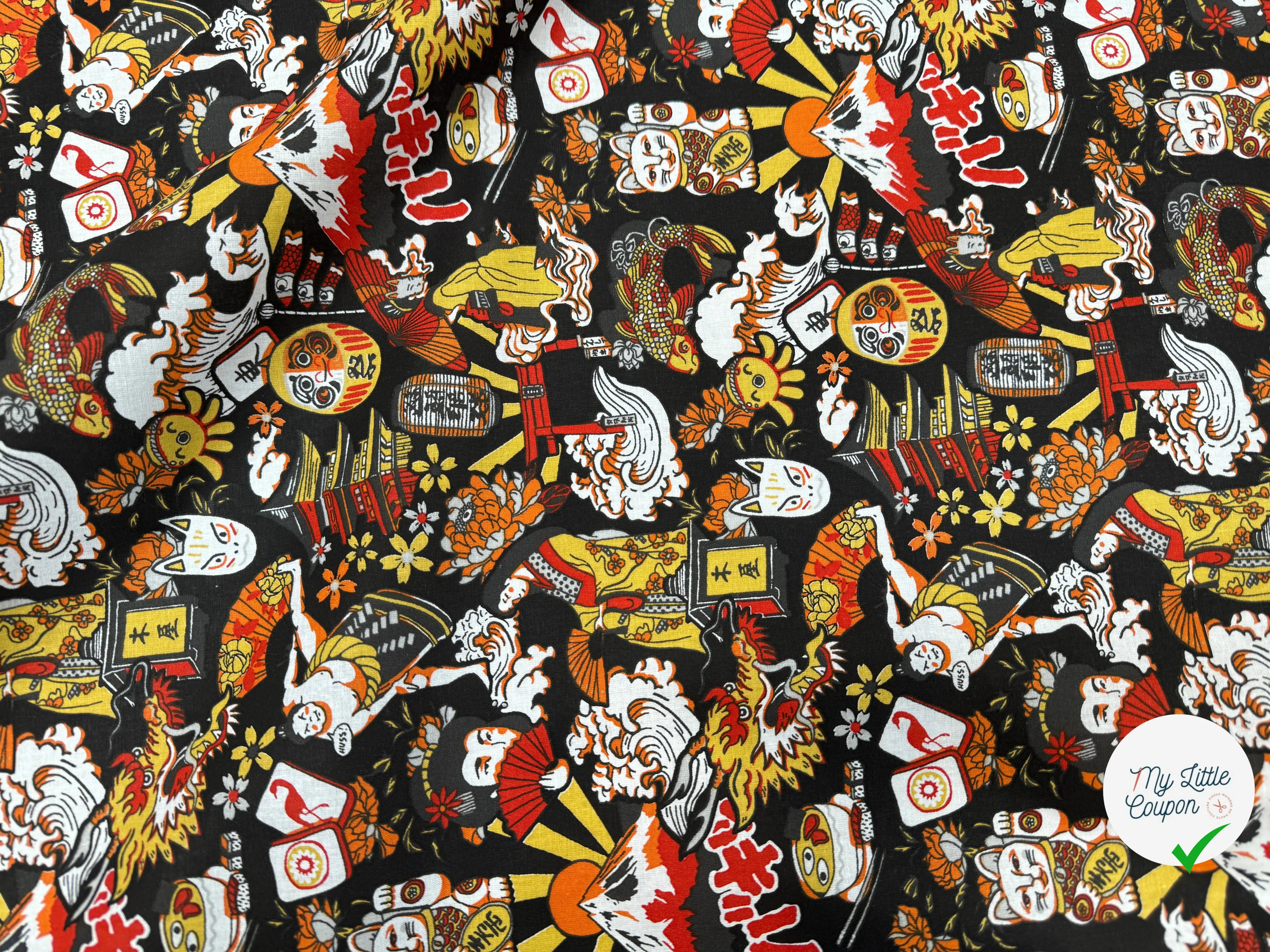 PERCALE DE COTON DARUMA NOIR - My Little Coupon