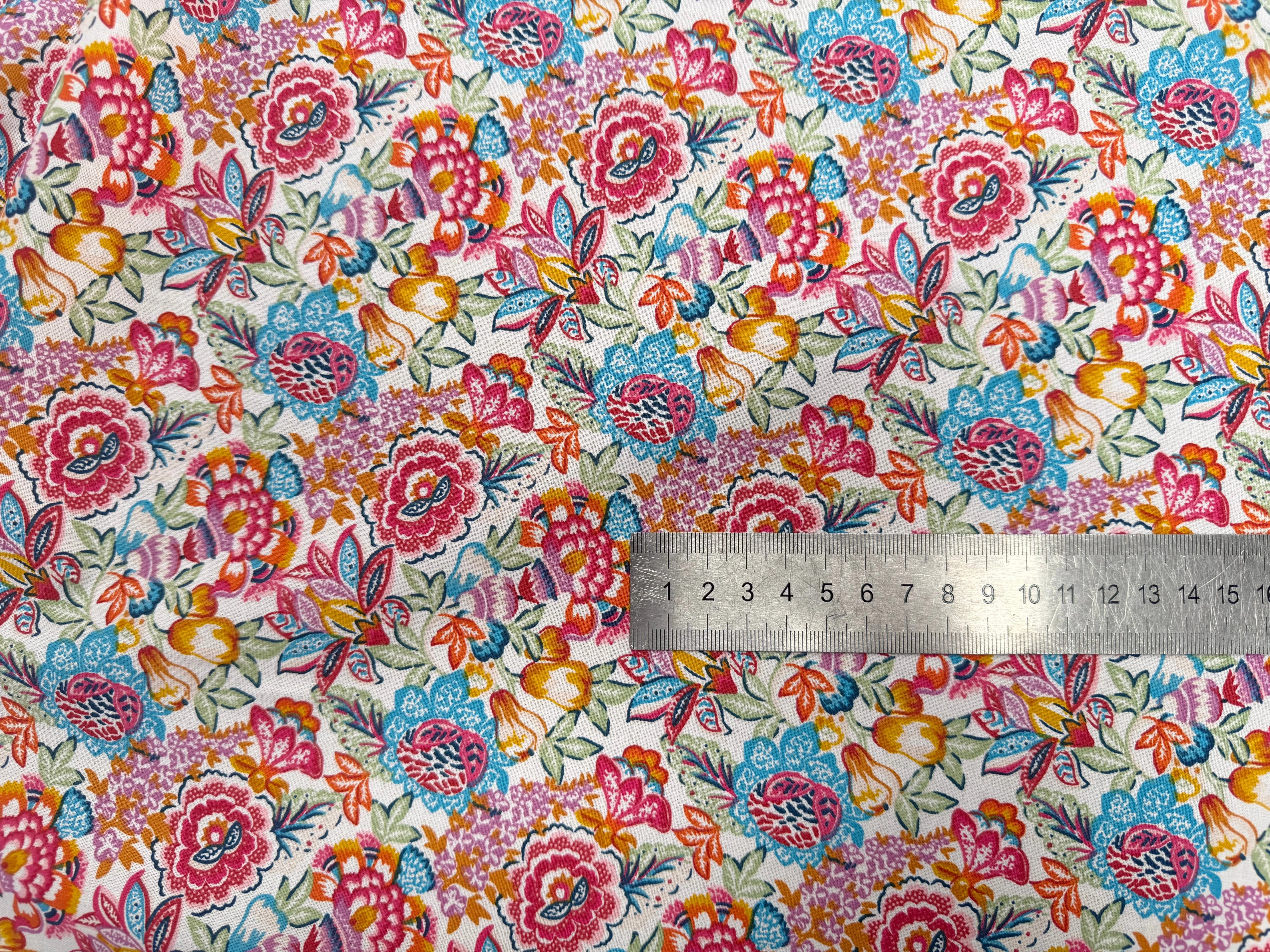 PERCALE DE COTON ESMERALDA BLANC BLEU 150 CM - My Little Coupon