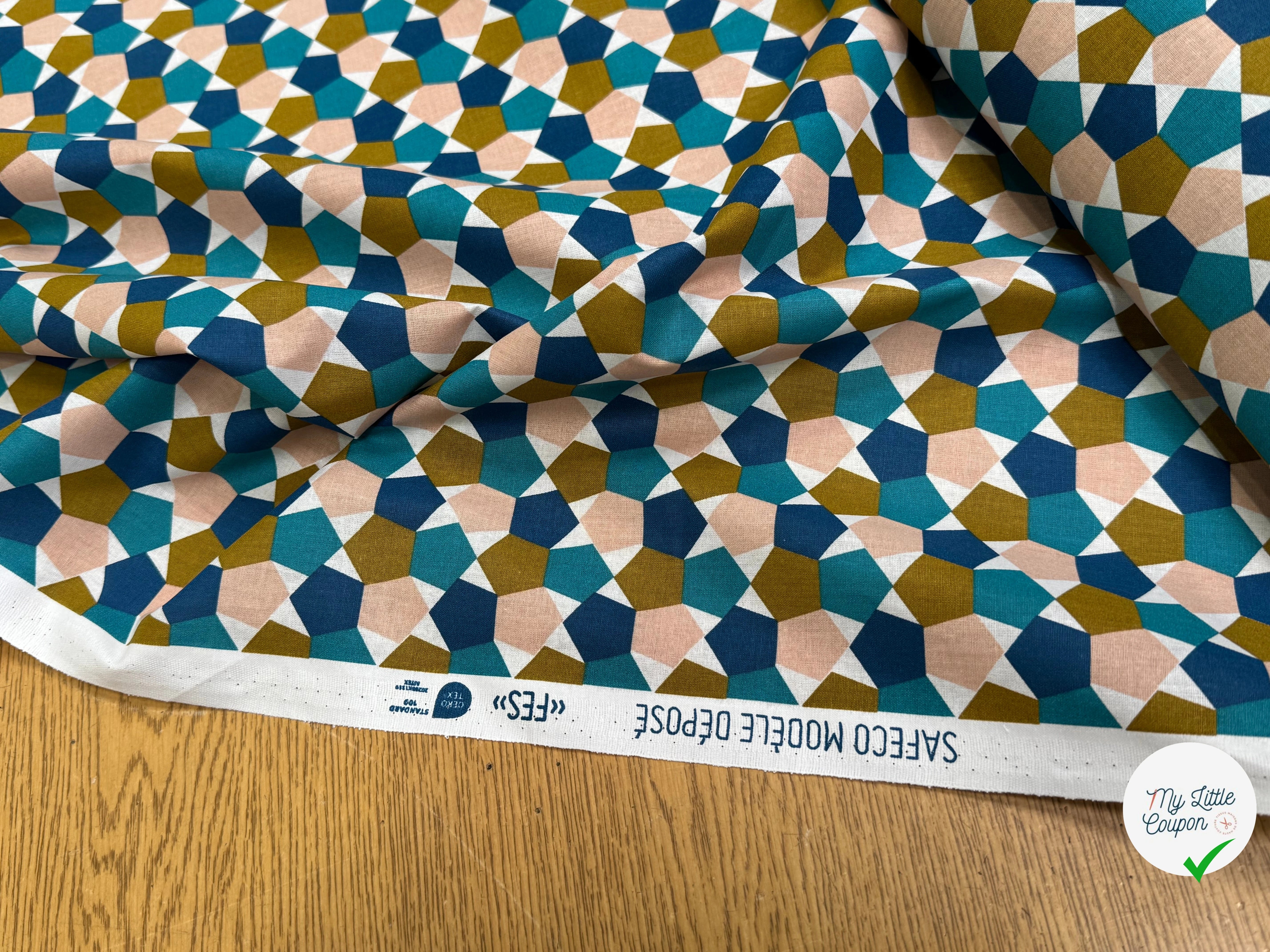 PERCALE DE COTON FES BLEU 150 CM - My Little Coupon
