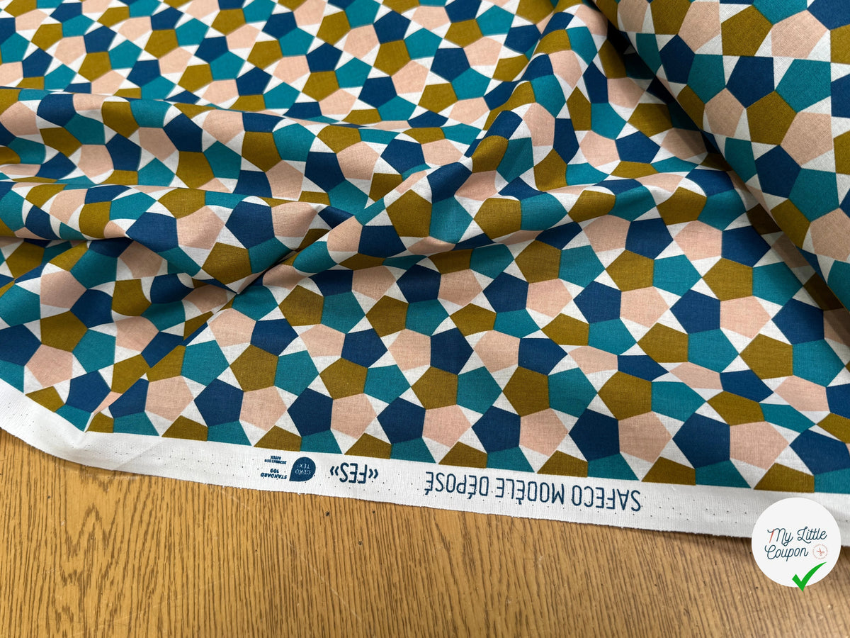 PERCALE DE COTON FES BLEU 150 CM - My Little Coupon