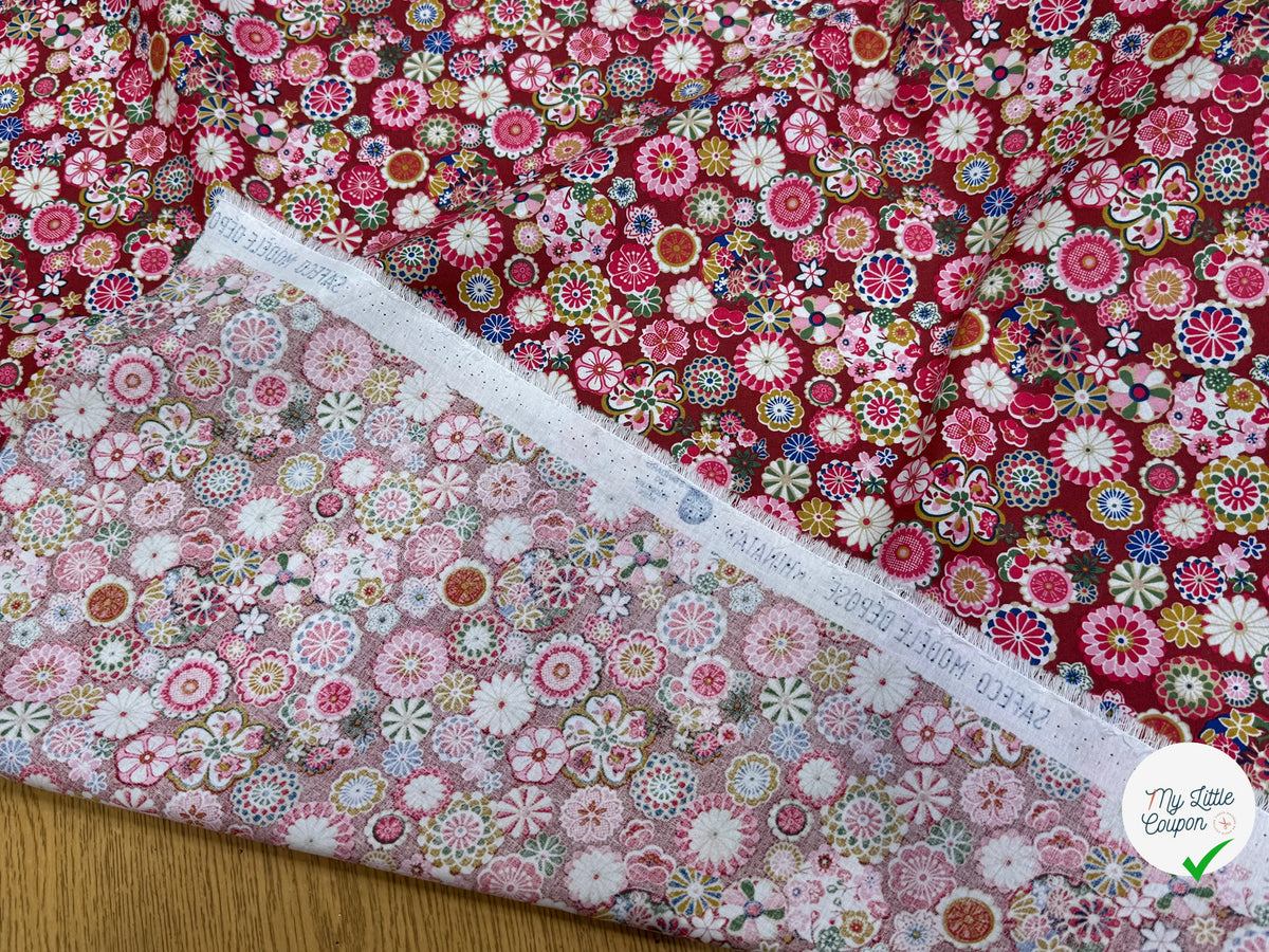 PERCALE DE COTON HINATA ROSE 150 CM - My Little Coupon