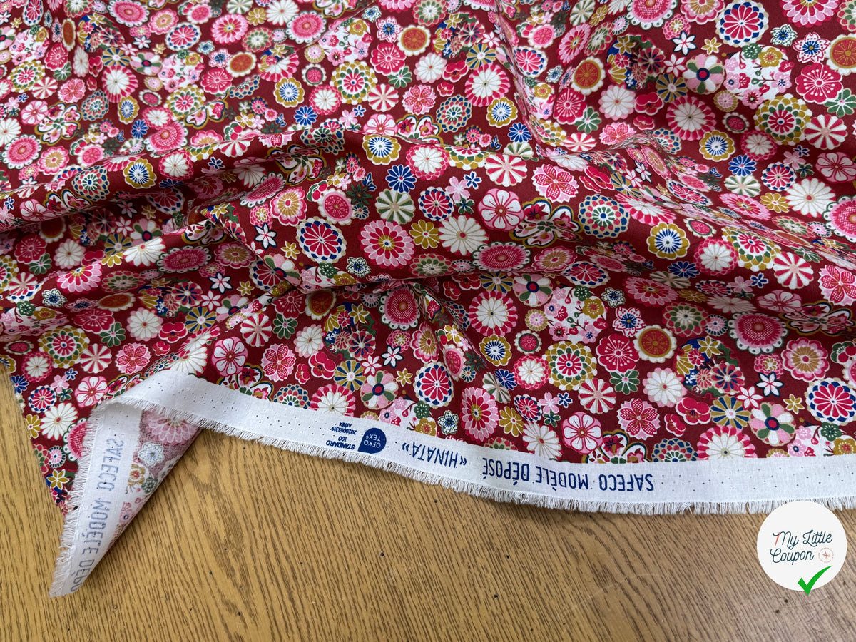 PERCALE DE COTON HINATA ROSE 150 CM - My Little Coupon