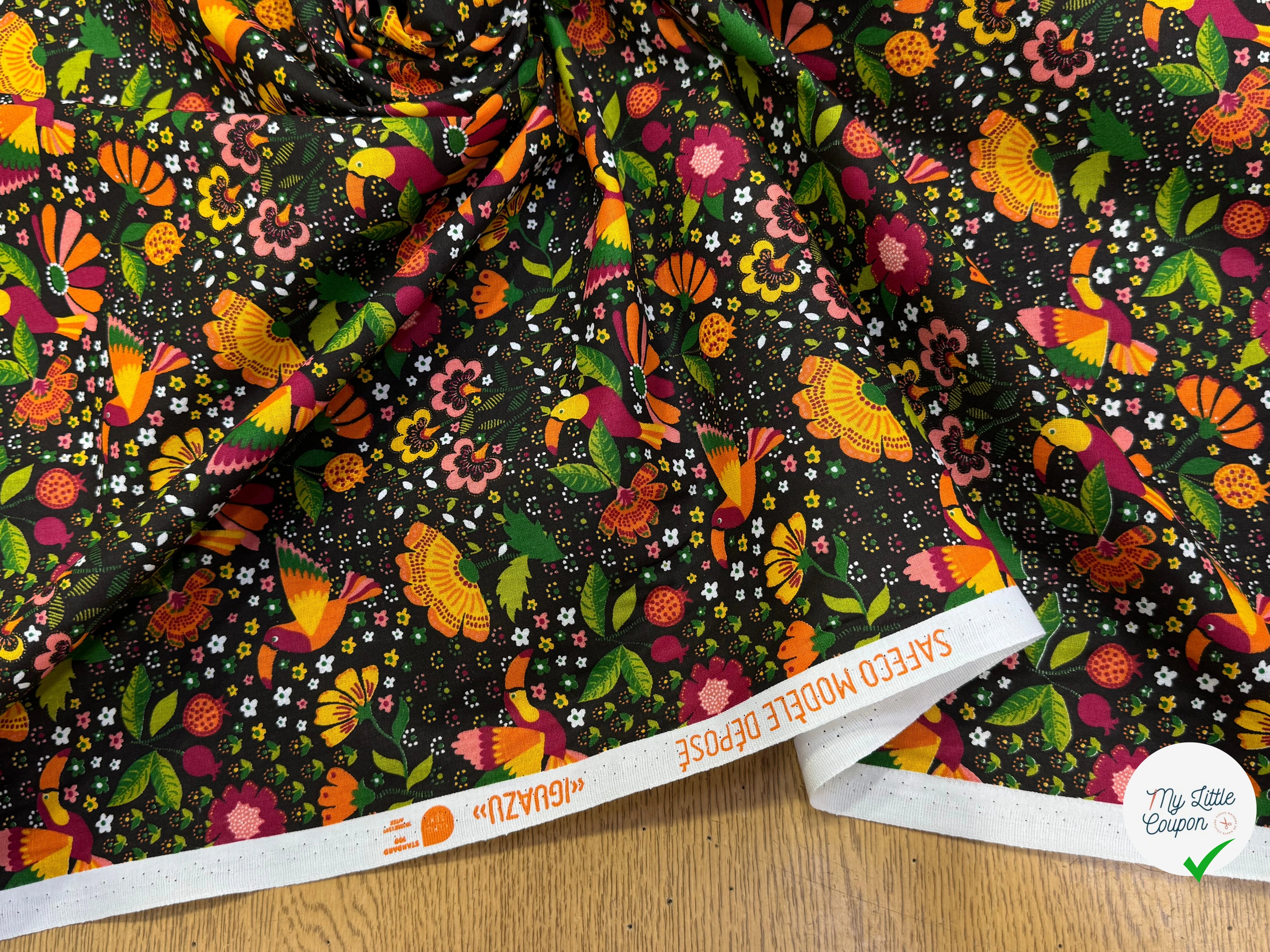 PERCALE DE COTON IGUAZU NOIR 150 CM - My Little Coupon