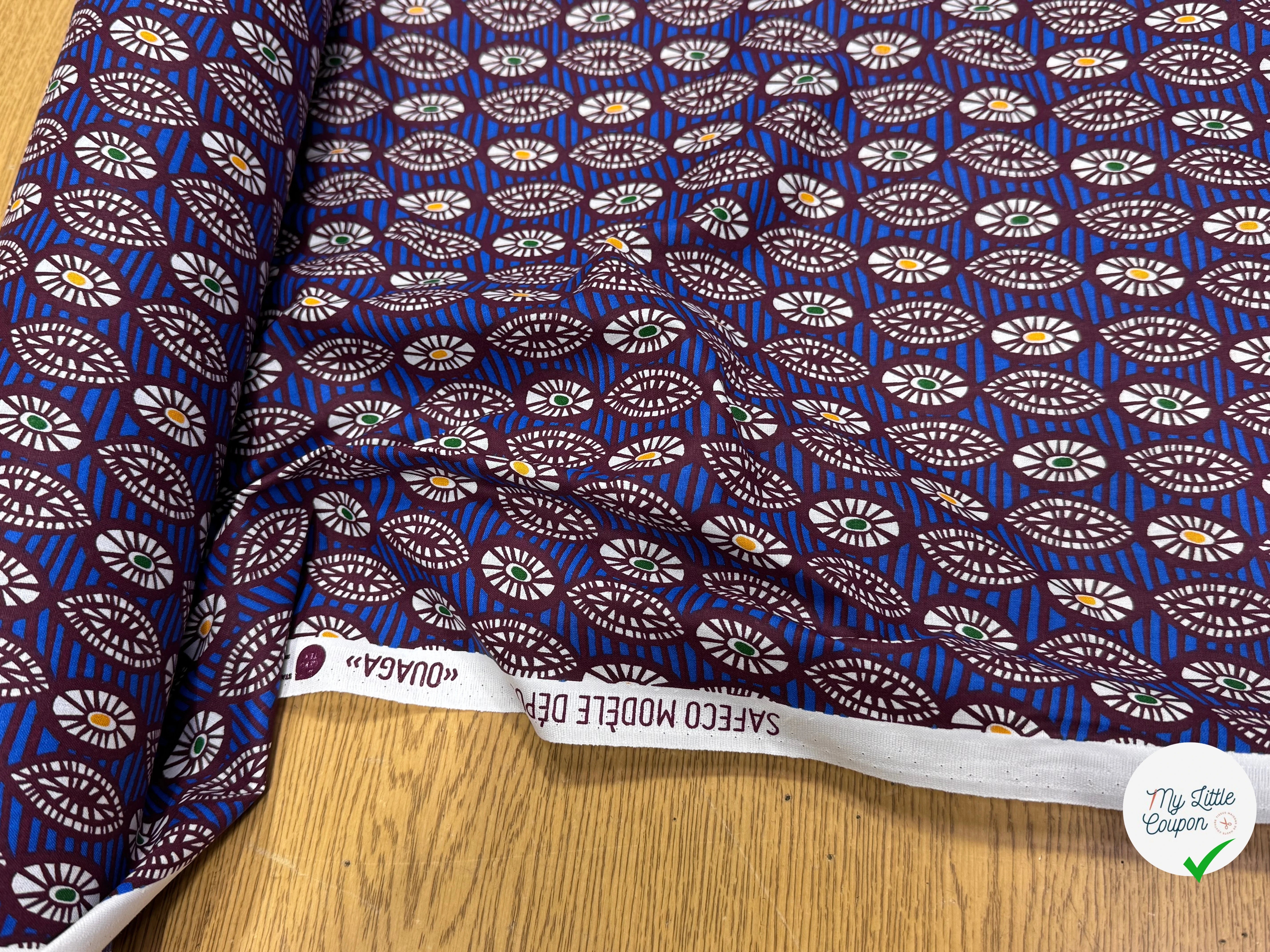 PERCALE DE COTON OUAGA BLEU 150 CM - My Little Coupon