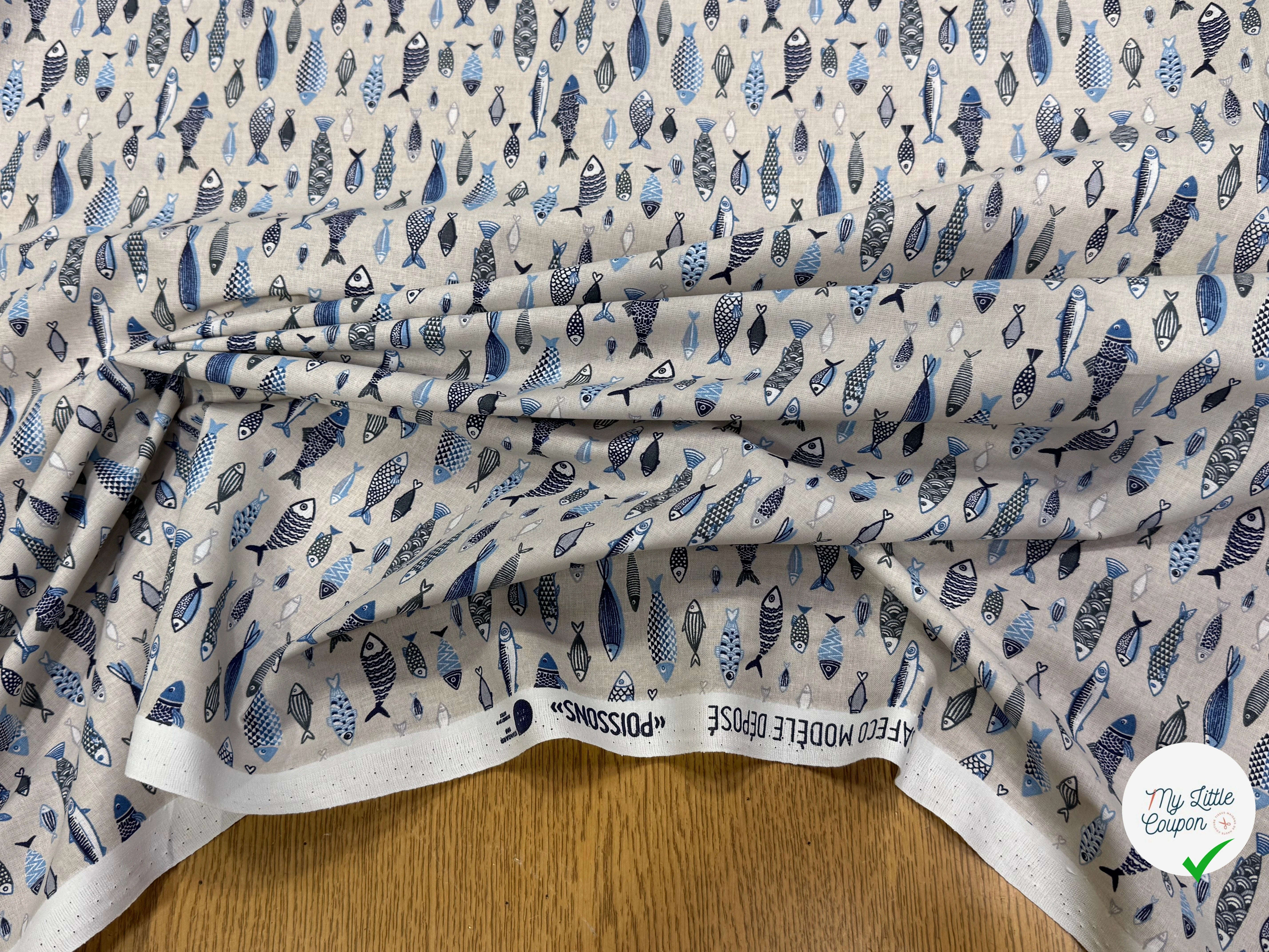 PERCALE DE COTON POISSON LIN 150 CM - My Little Coupon