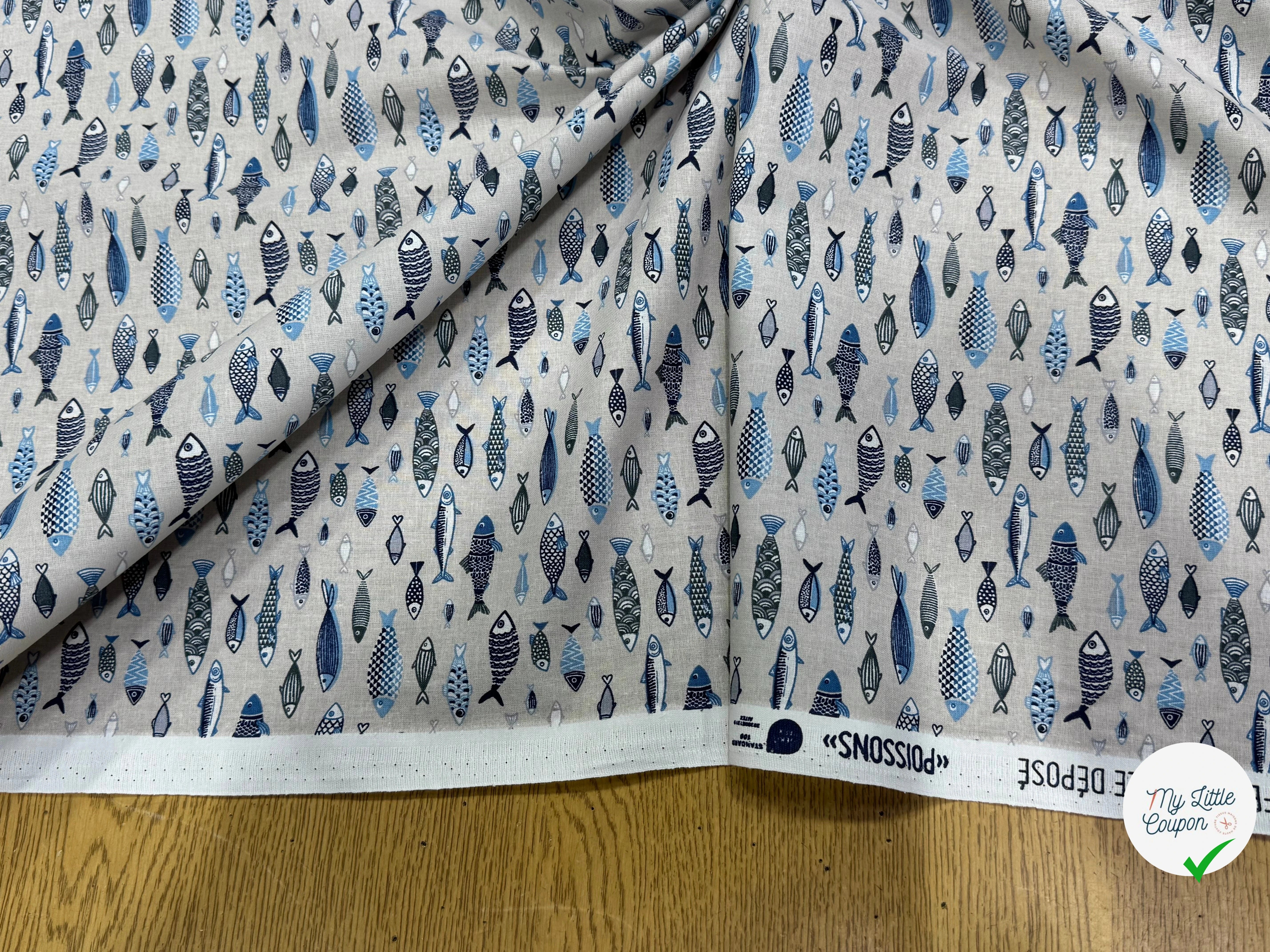 PERCALE DE COTON POISSON LIN 150 CM - My Little Coupon