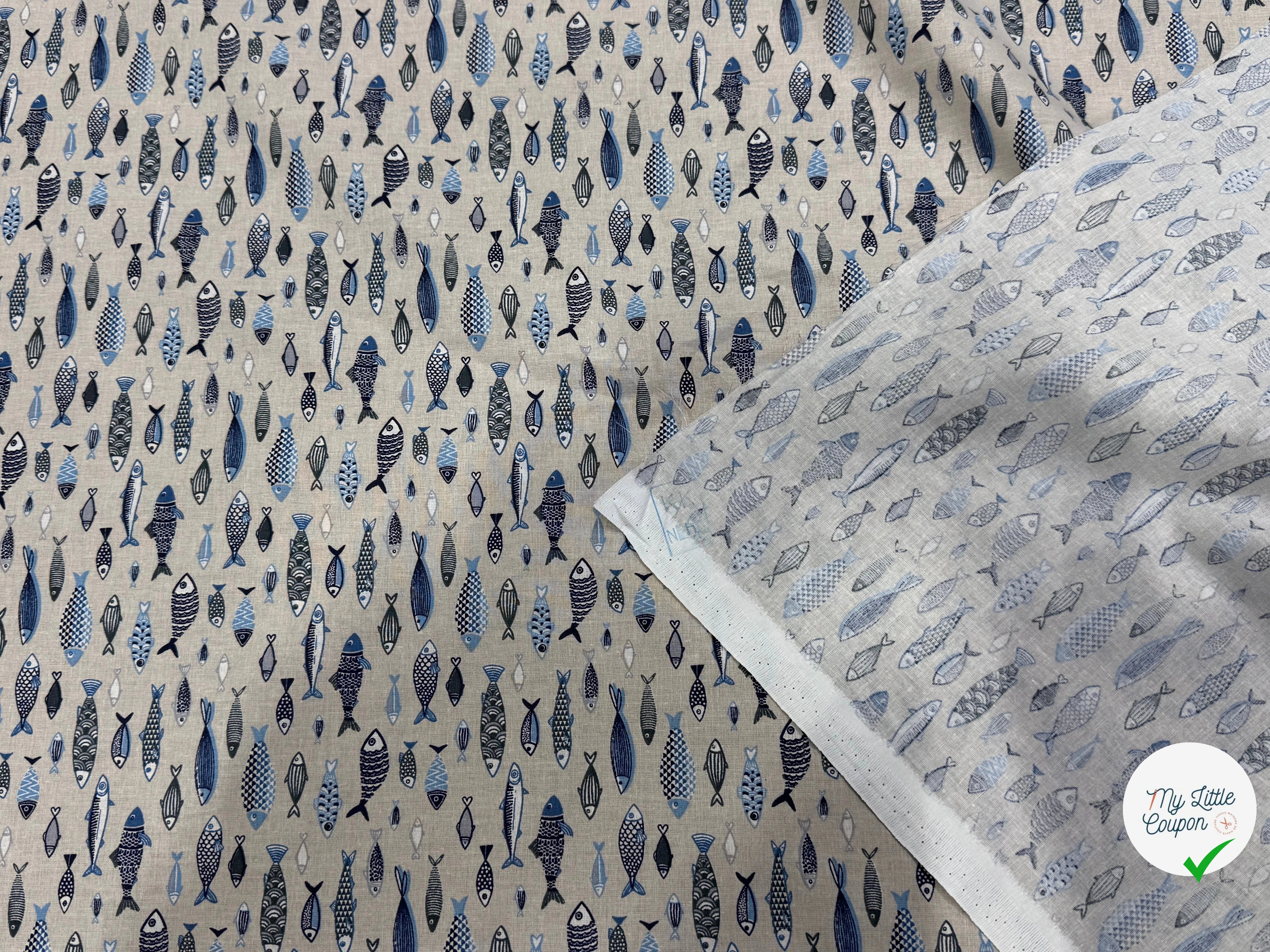 PERCALE DE COTON POISSON LIN 150 CM - My Little Coupon