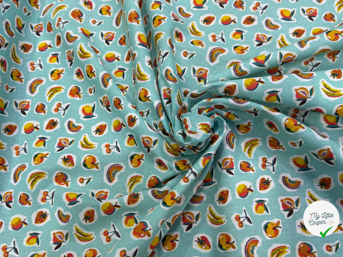 PERCALE DE COTON SIROP TURQUOISE 150 CM - My Little Coupon