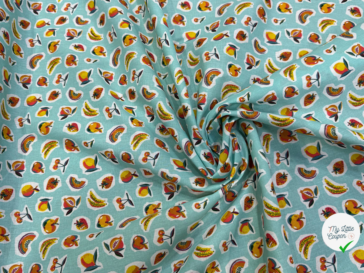 PERCALE DE COTON SIROP TURQUOISE 150 CM - My Little Coupon