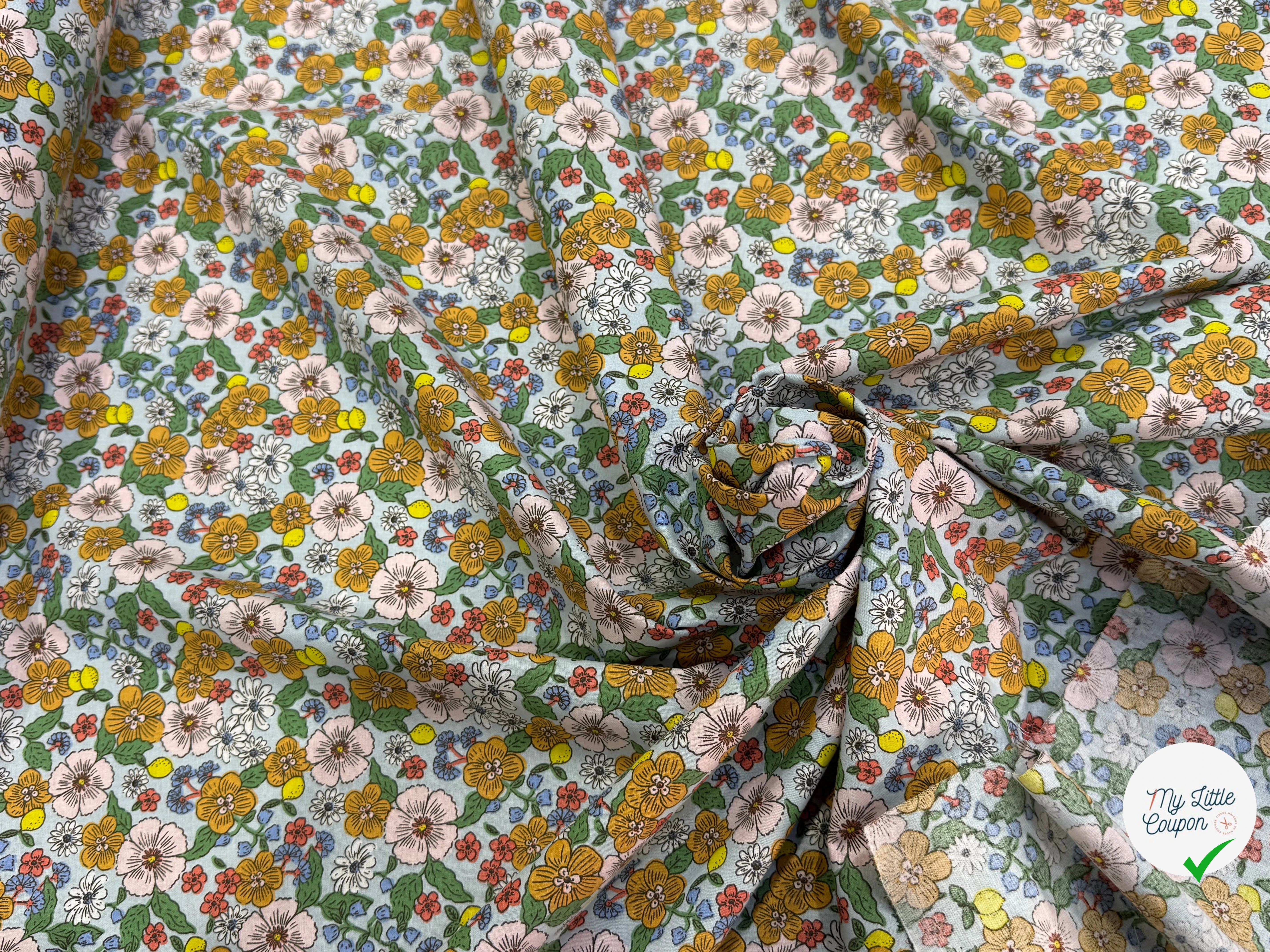 PERCALE DE COTON SUZIE CIEL 150 CM - My Little Coupon