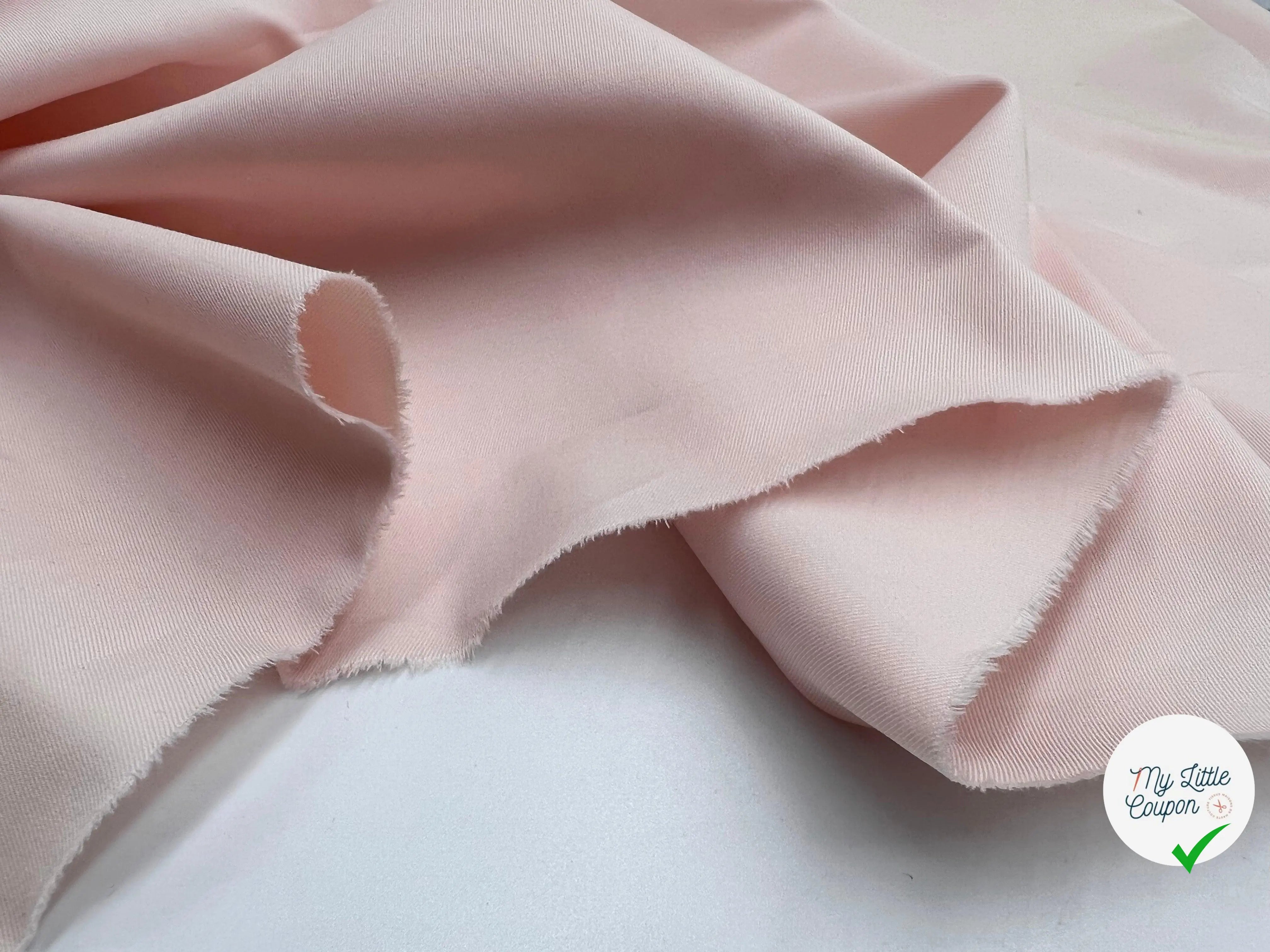 PETIT SERGÉ DE COTON TRÈS FIN ROSE PÂLE - My Little Coupon - tissu - coudre