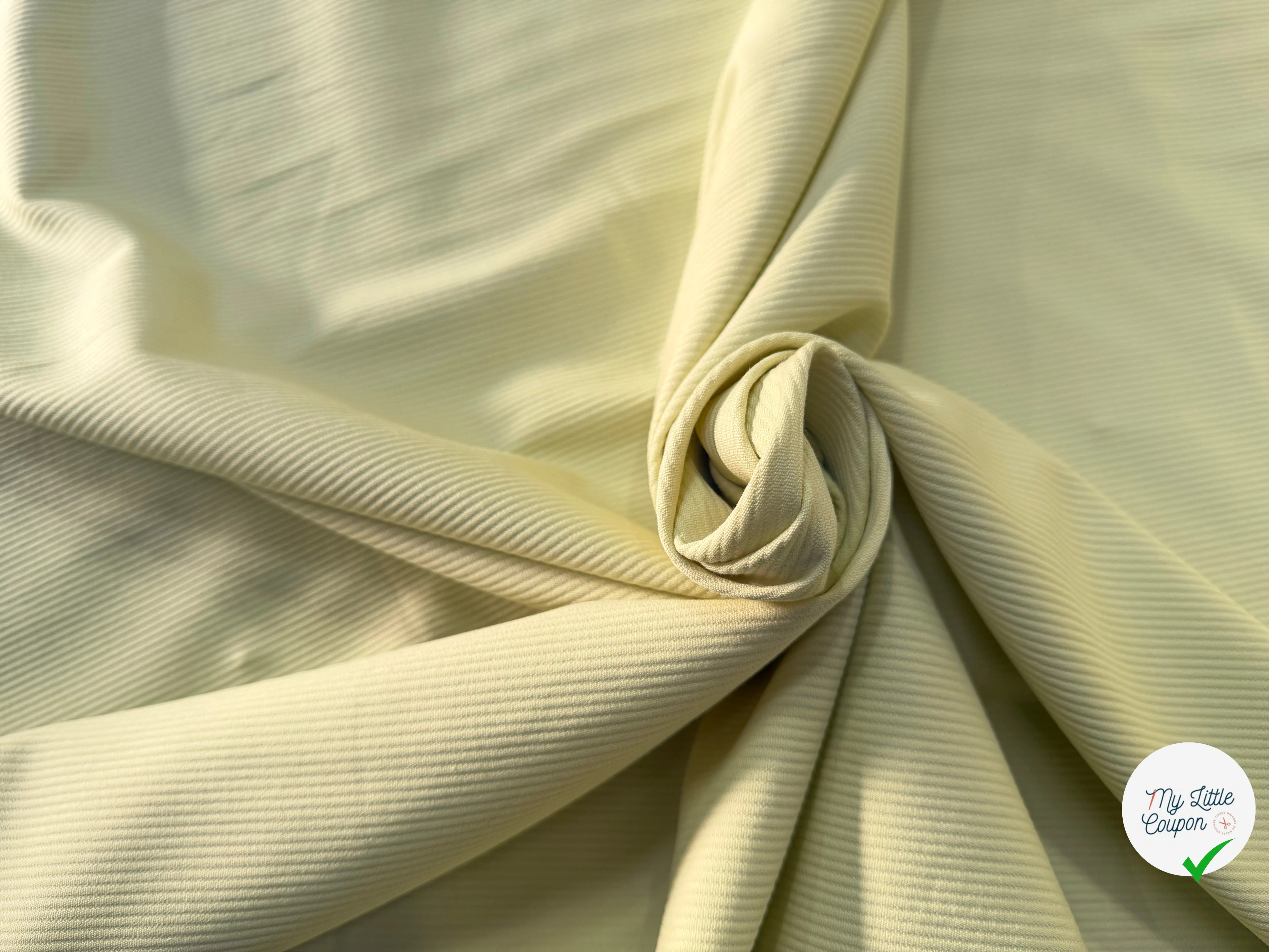 PIQUÉ COTON STRETCH JAUNE CLAIR PRESQUE ANIS PASTAGA - My Little Coupon