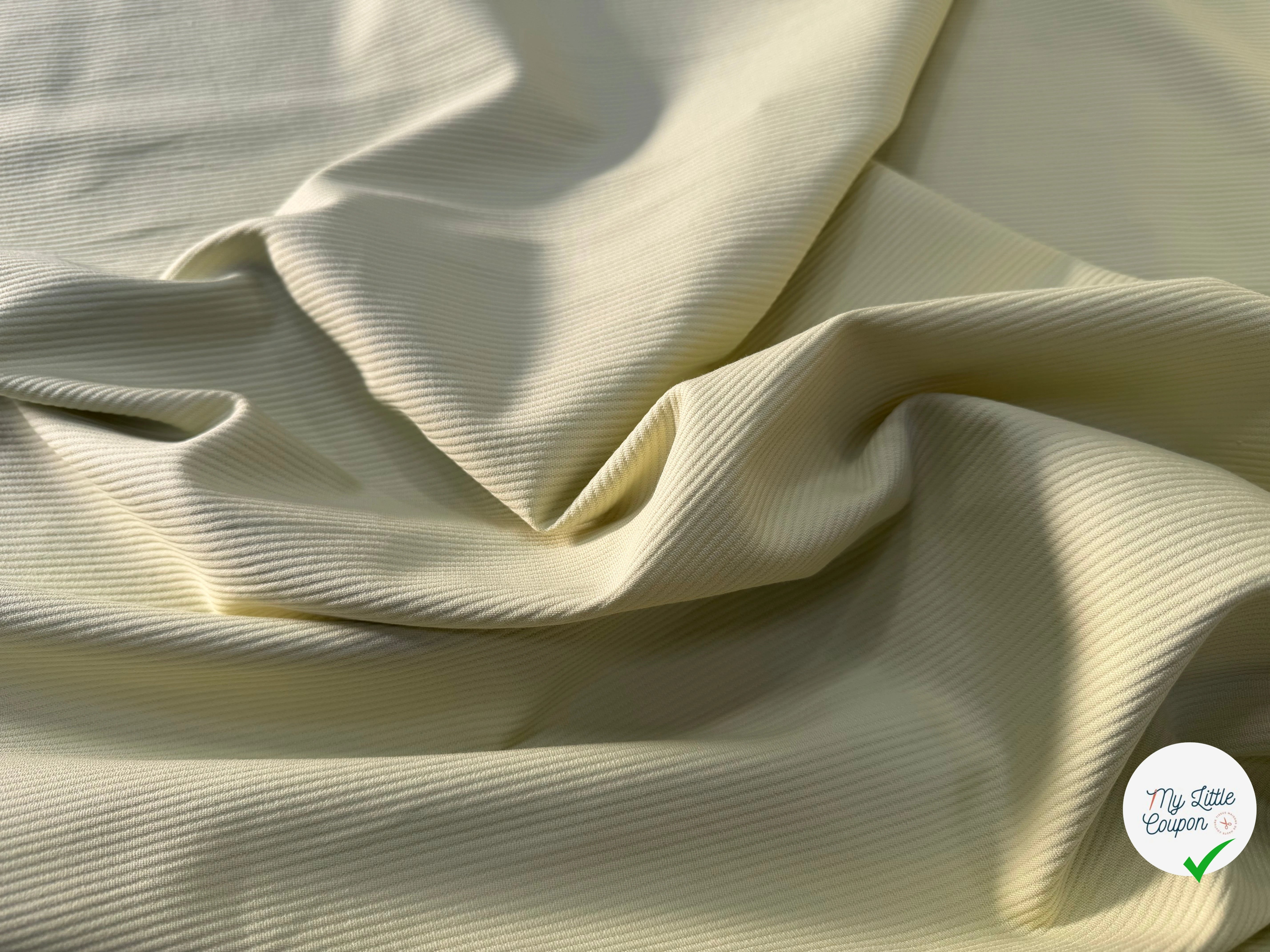 PIQUÉ COTON STRETCH JAUNE CLAIR PRESQUE ANIS PASTAGA - My Little Coupon