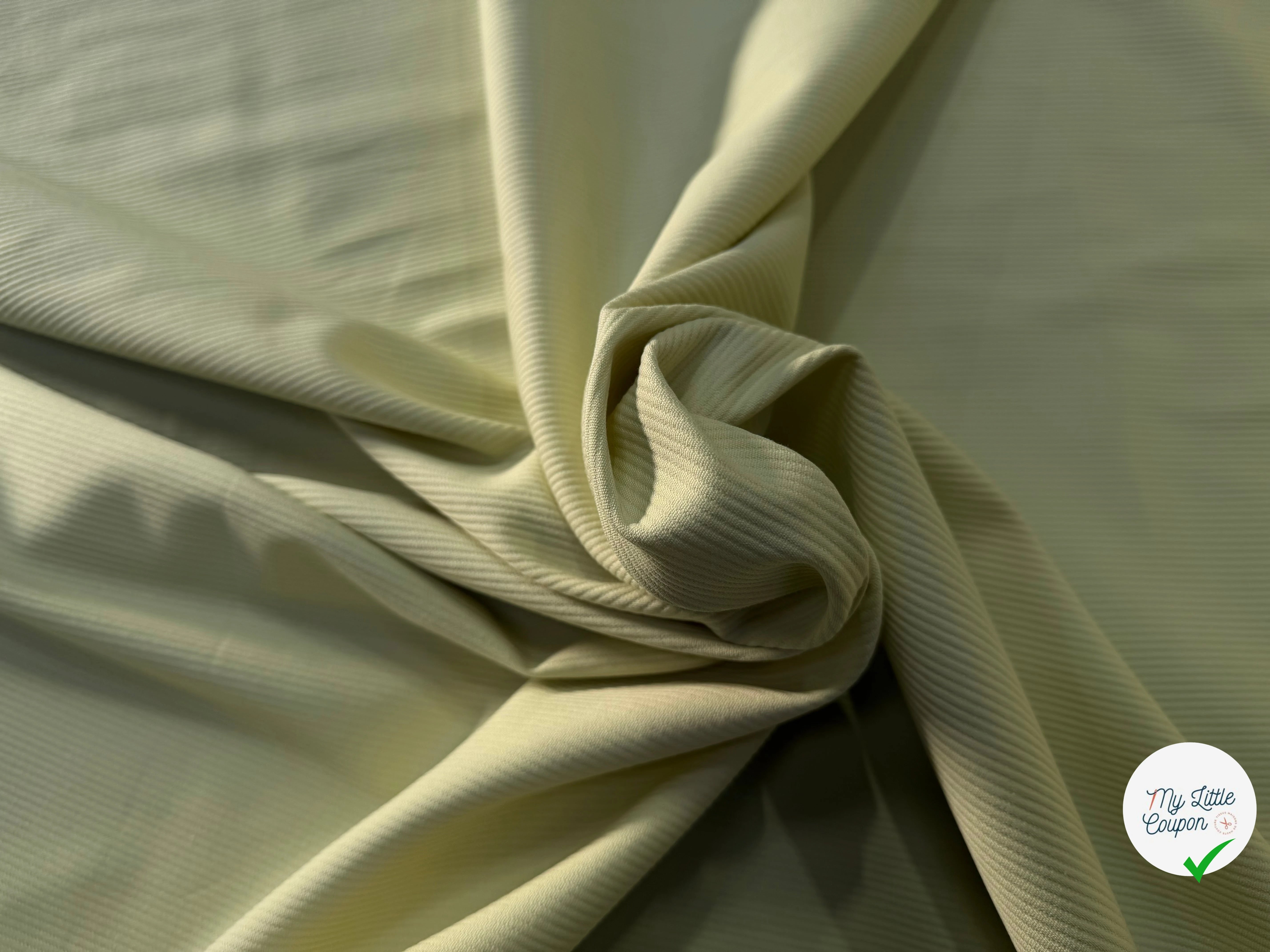 PIQUÉ COTON STRETCH JAUNE CLAIR PRESQUE ANIS PASTAGA - My Little Coupon