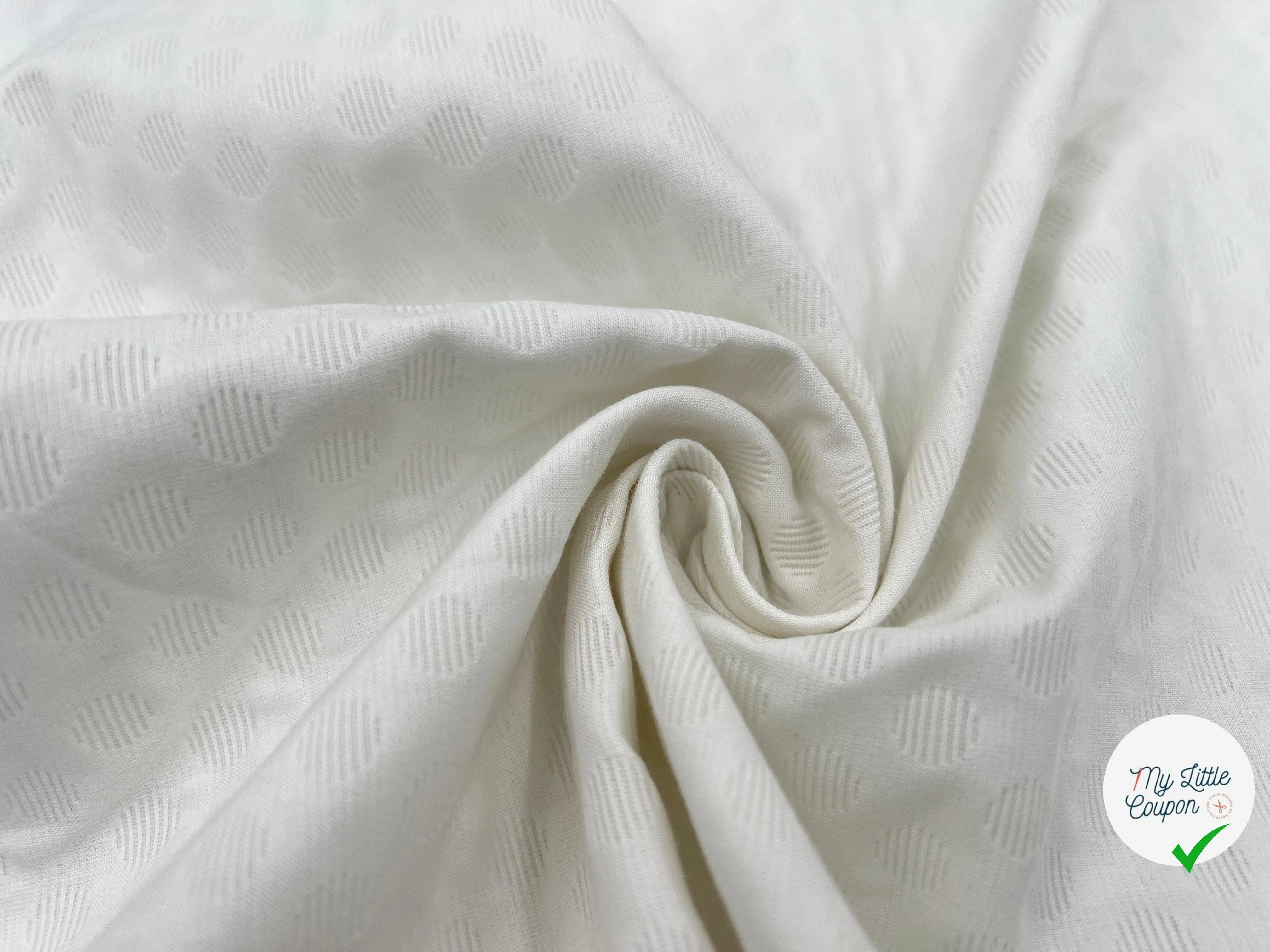 PIQUÉ DE COTON CERCLES JACAQUARD WHITE CREAM - My Little Coupon - tissu - coudre