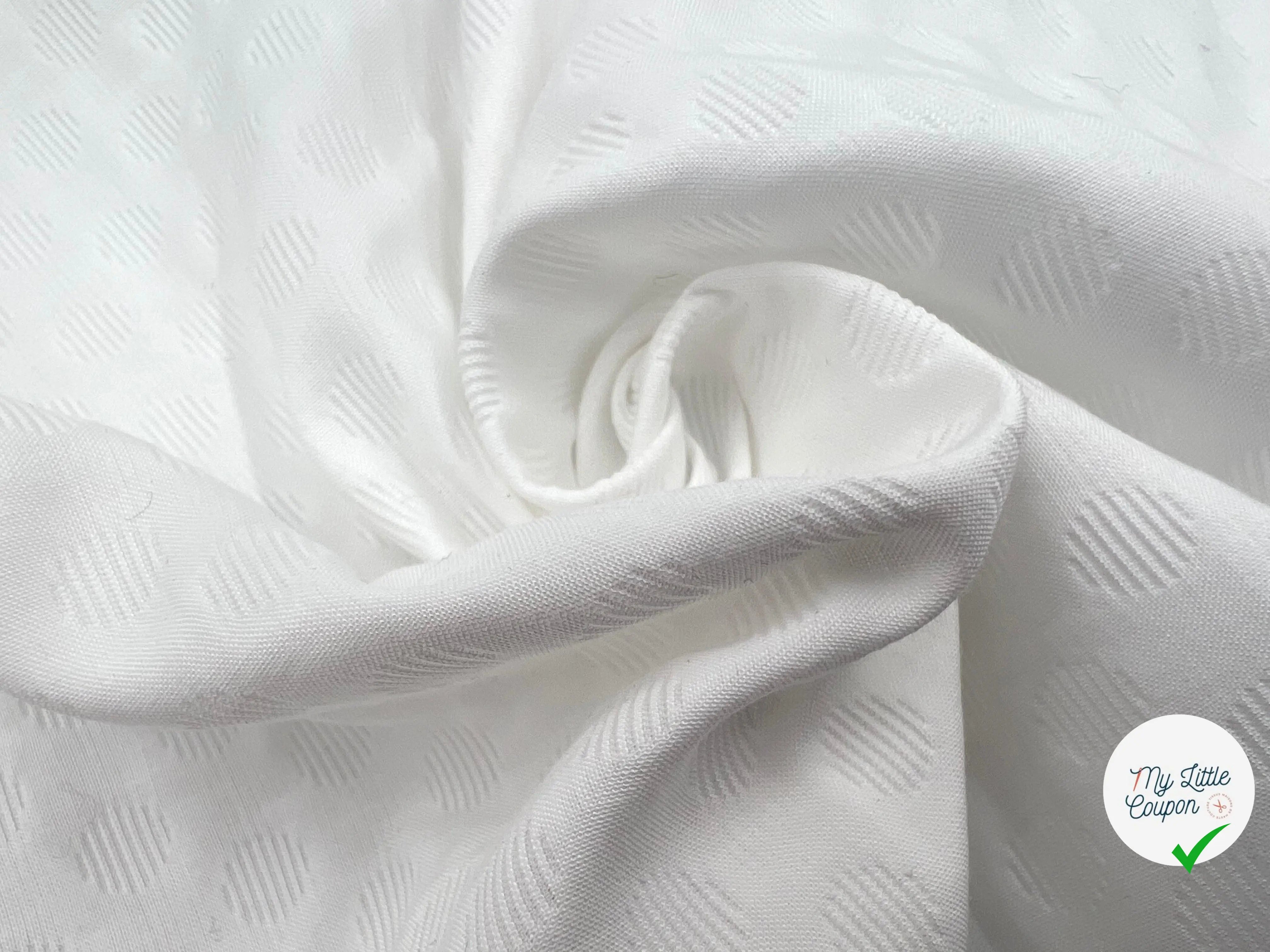 PIQUÉ DE COTON CERCLES JACQUARD WHITE - My Little Coupon - tissu - coudre