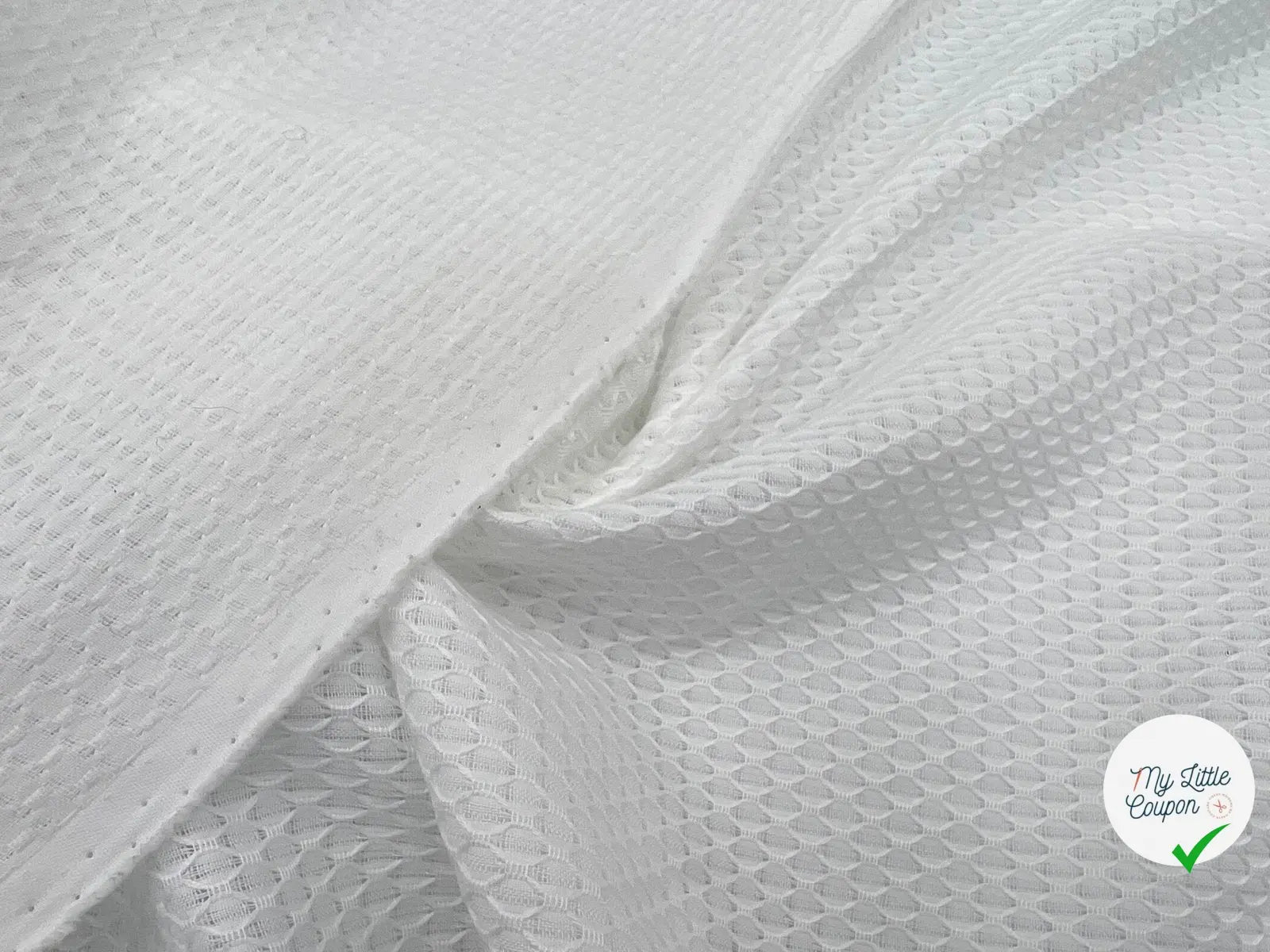 PIQUÉ DE COTON LOSANGE BLANC - My Little Coupon - tissu - coudre