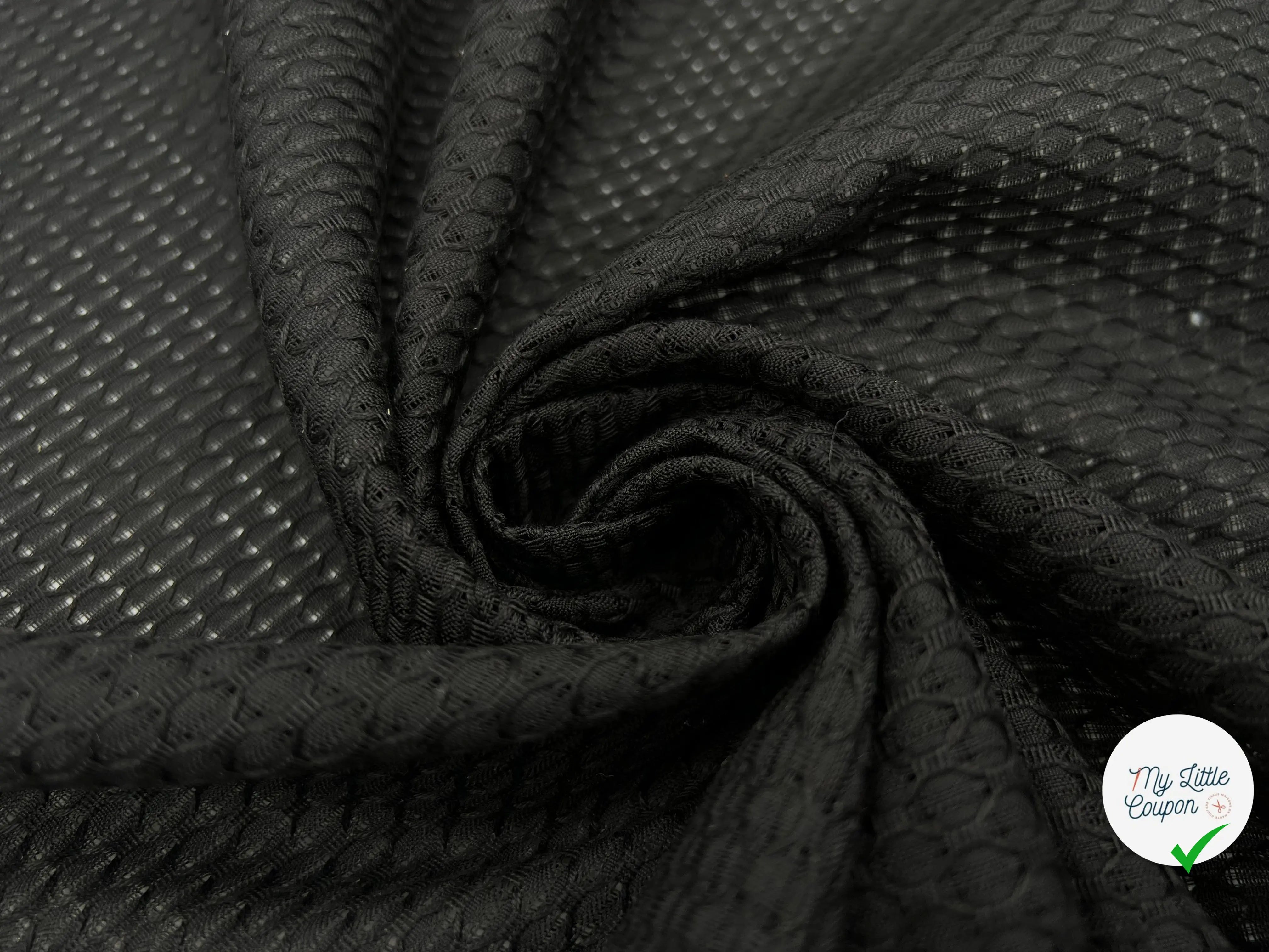 PIQUÉ DE COTON LOSANGE NOIR - My Little Coupon - tissu - coudre