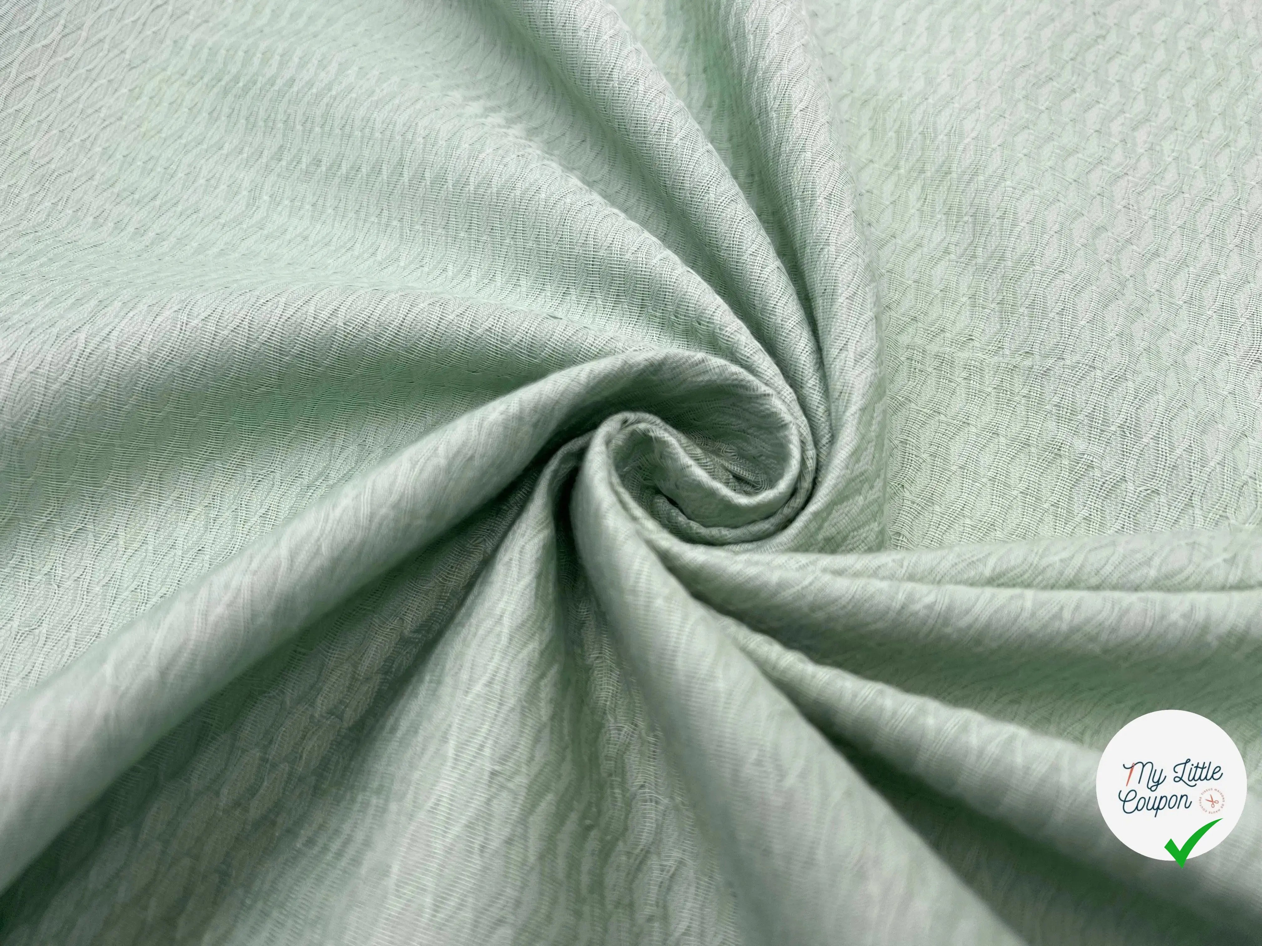 PIQUÉ DE COTON LOSANGES VERT AMANDE - My Little Coupon - tissu - coudre