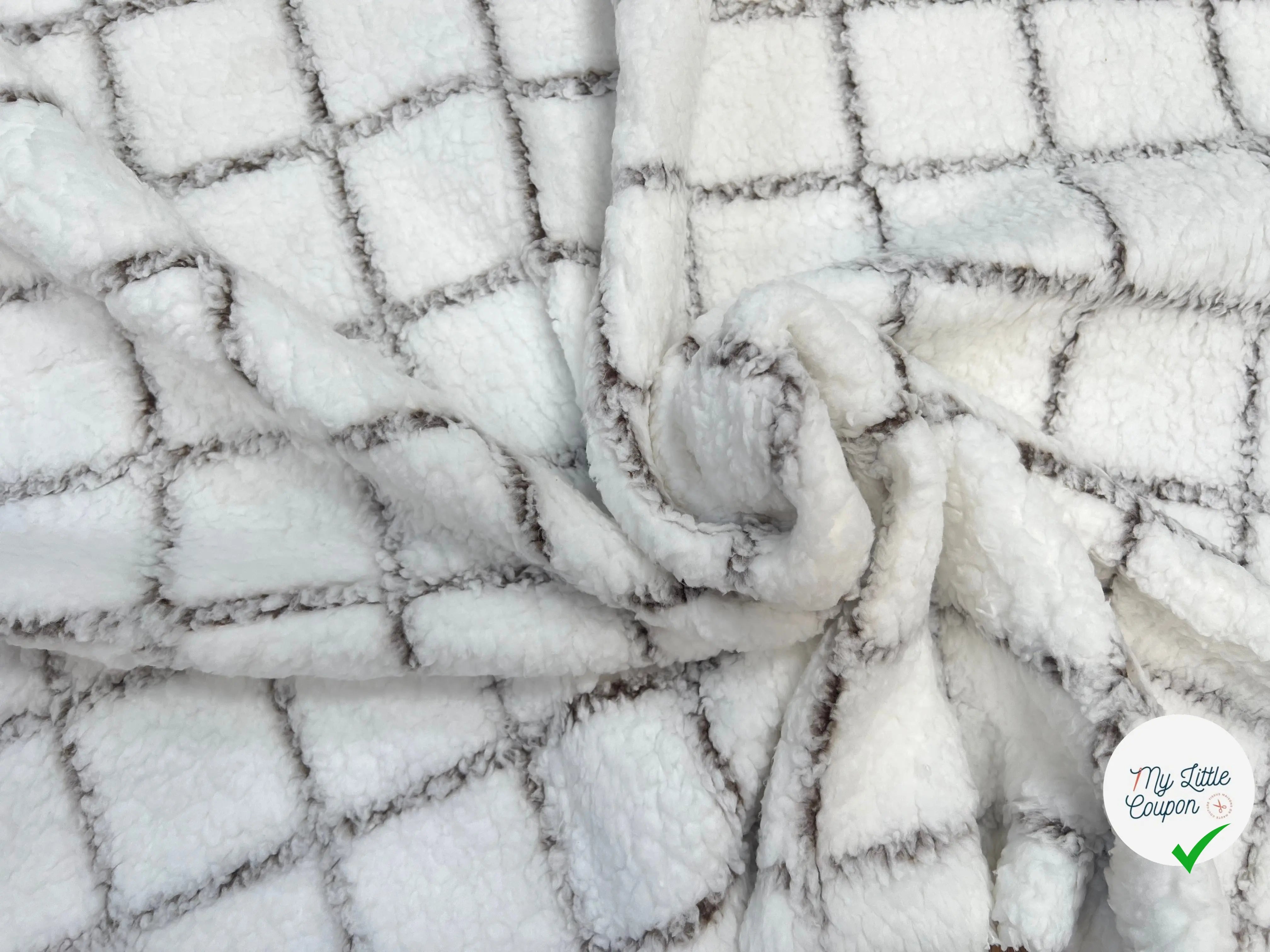 POLAIRE DOUDOU MAJEUR BLANC/OURSON CARREAUX - My Little Coupon