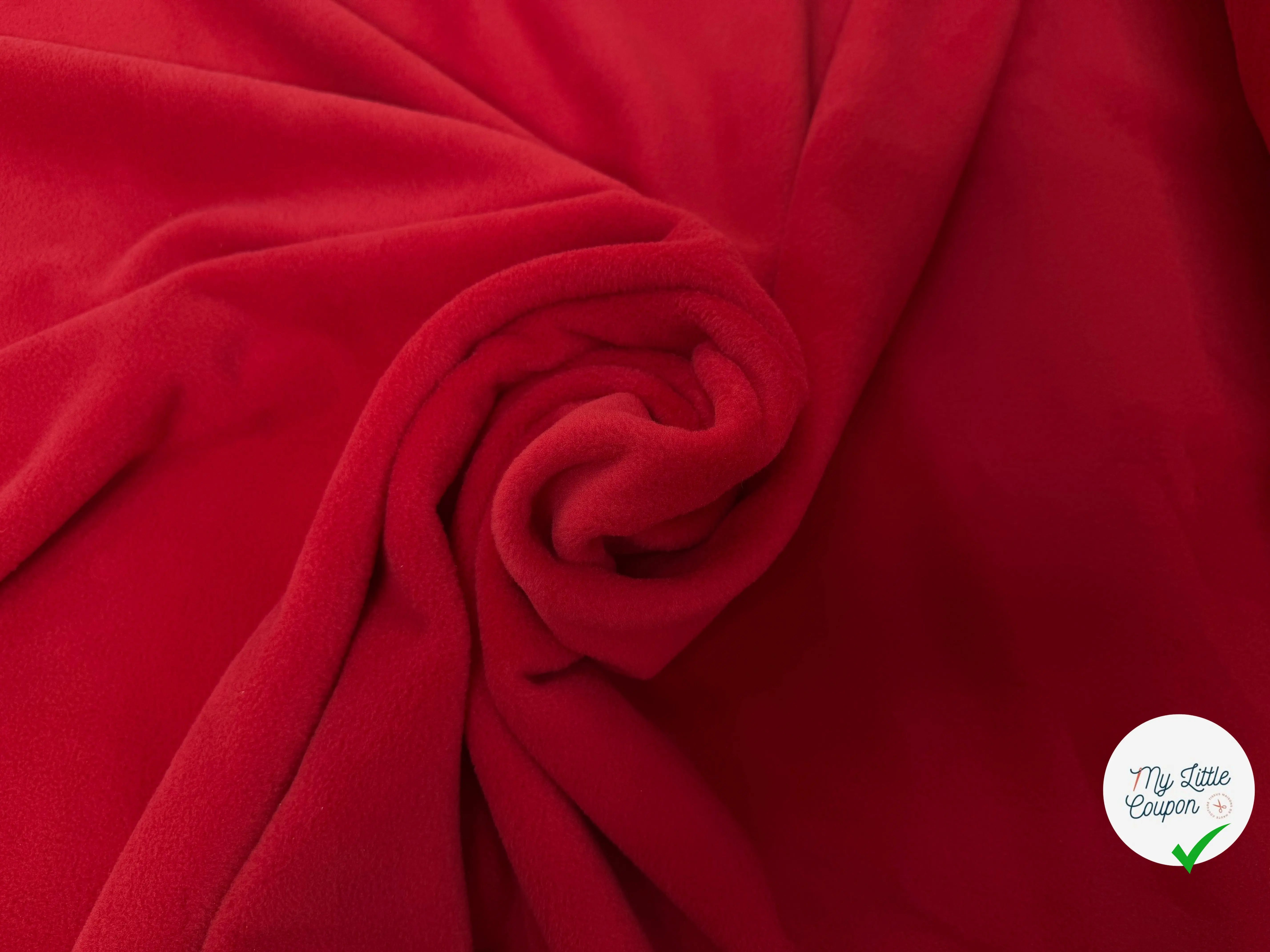 POLAIRE ROUGE VIF UNI ÉPAIS DOUBLE FACE - My Little Coupon