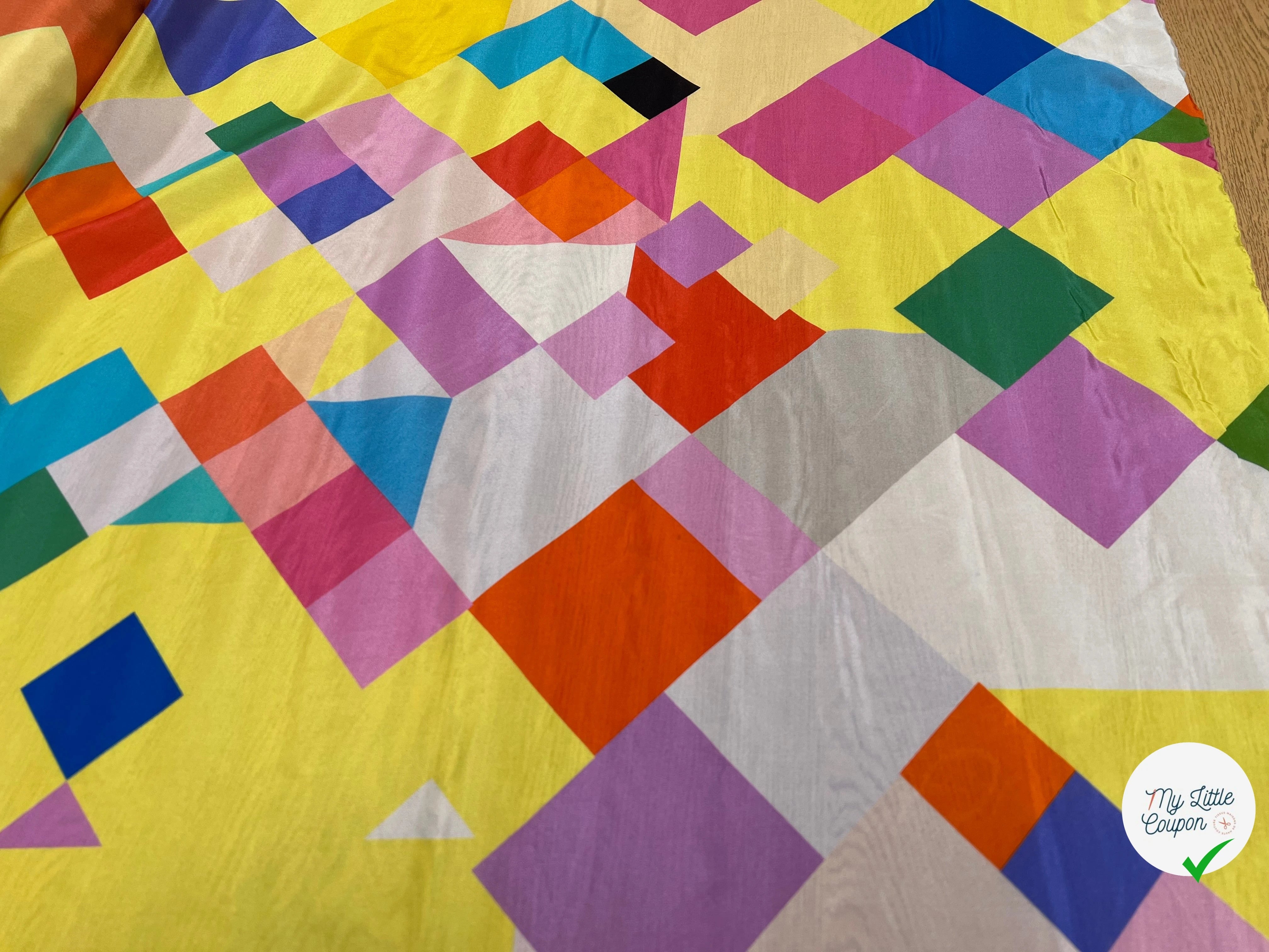 PONGÉ DE SOIE À MOTIF GÉOMETRIQUE MULTICOLORES 140CM - My Little Coupon
