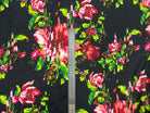 PONGE DE SOIE IMPRIMÉE FLORAVITA FOND NOIR MSO