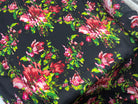 PONGE DE SOIE IMPRIMÉE FLORAVITA FOND NOIR MSO