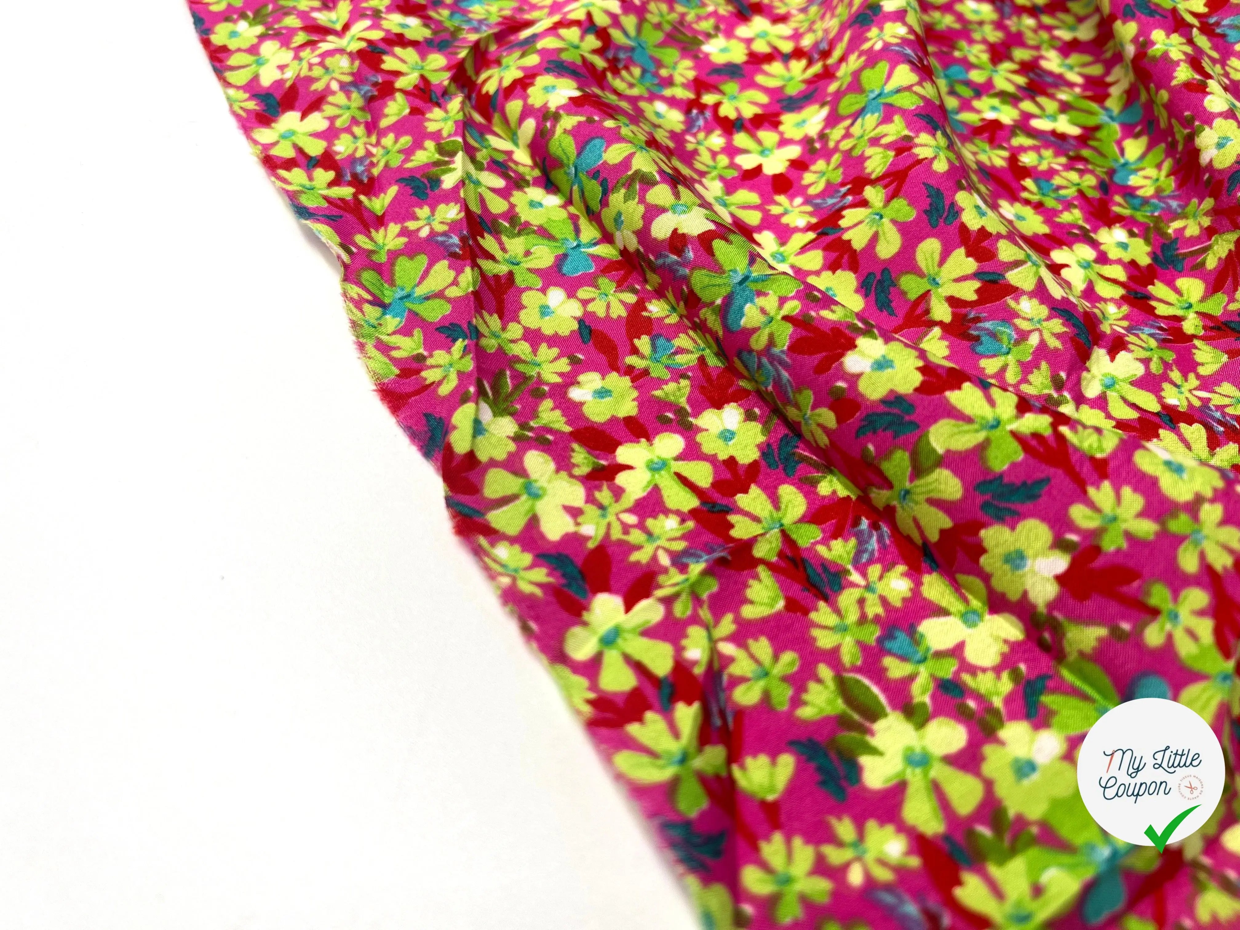 PONGÉ IMPRIMÉ FLEURS DE FRAMBOISE - My Little Coupon - tissu - coudre