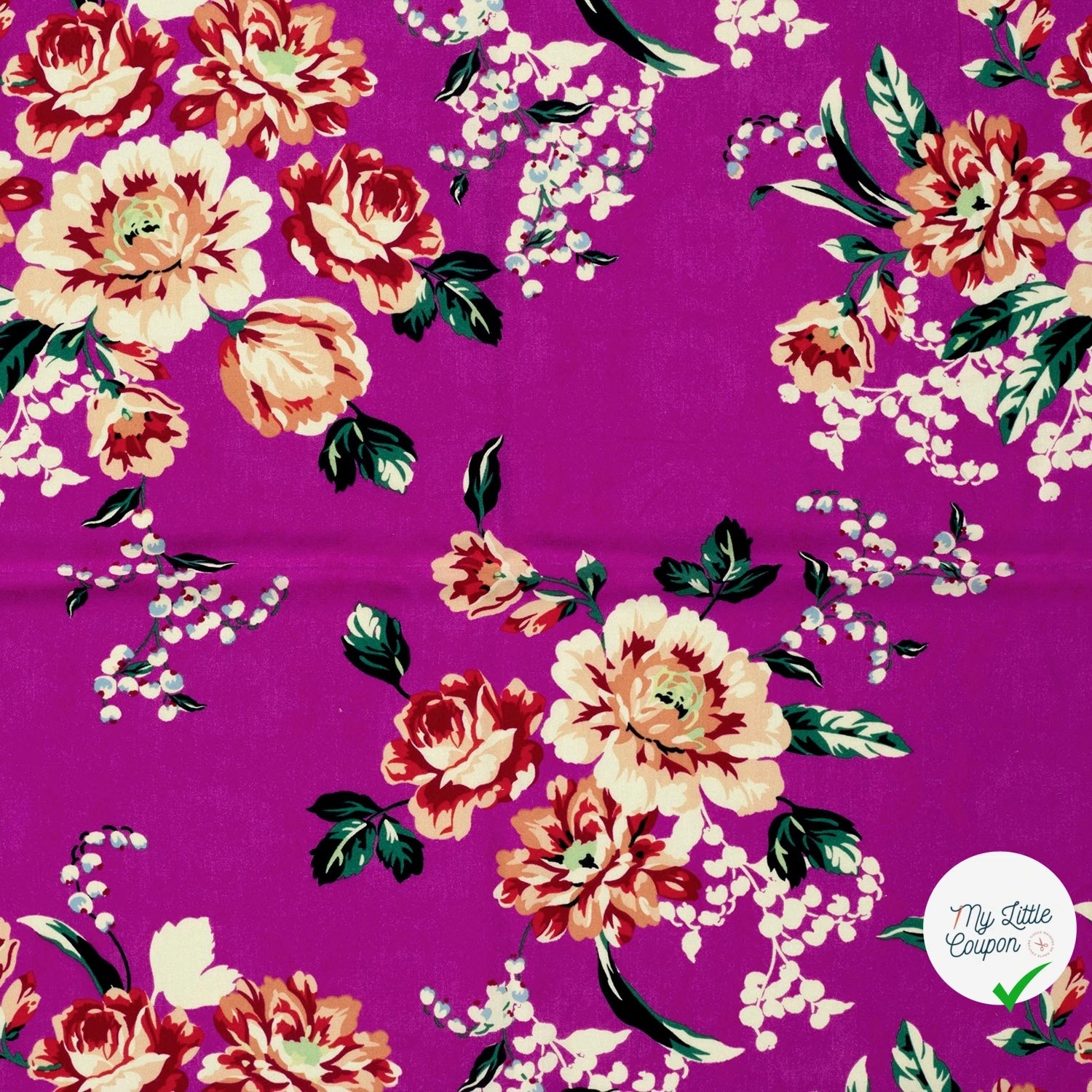POPELINE BAMBOU IMPRIMÉ FLEURS FUCHSIA - My Little Coupon