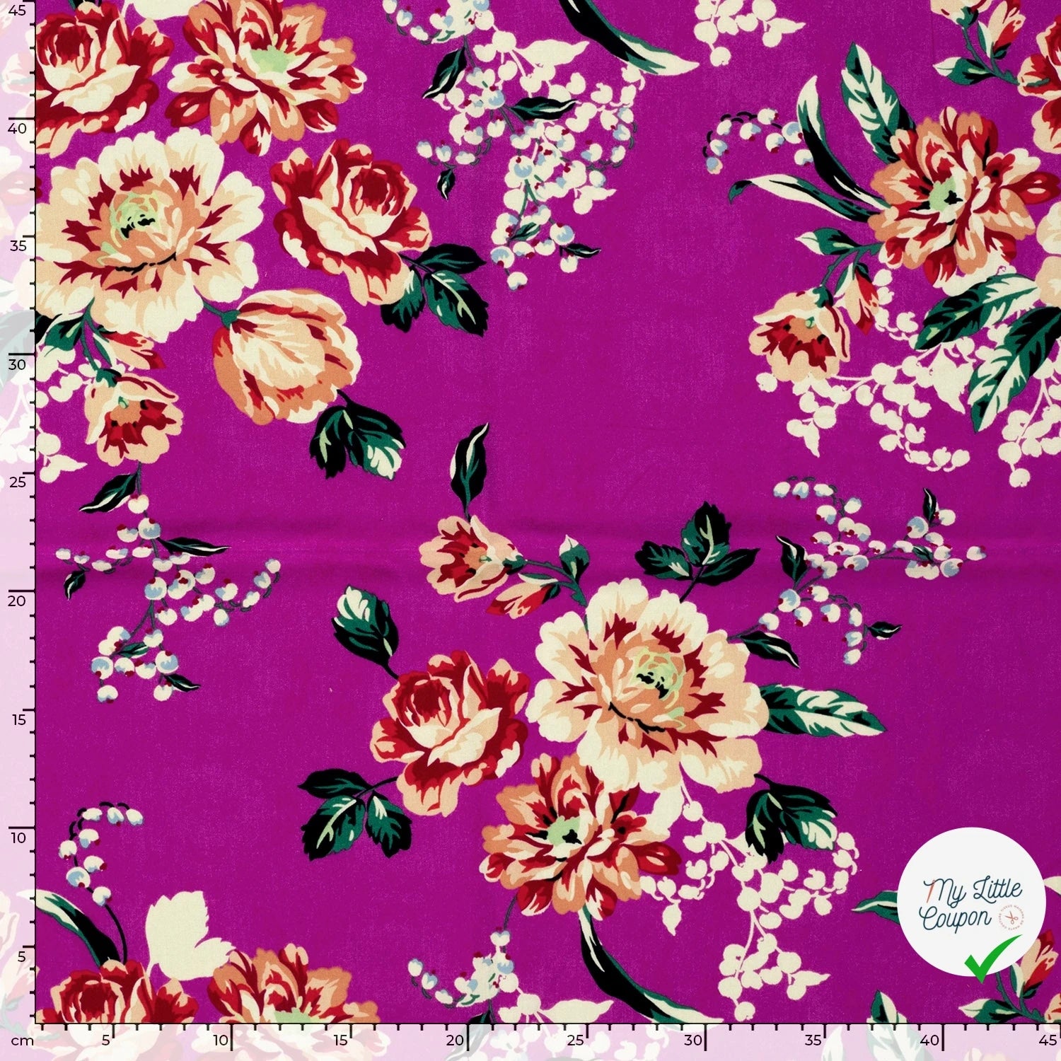 POPELINE BAMBOU IMPRIMÉ FLEURS FUCHSIA - My Little Coupon