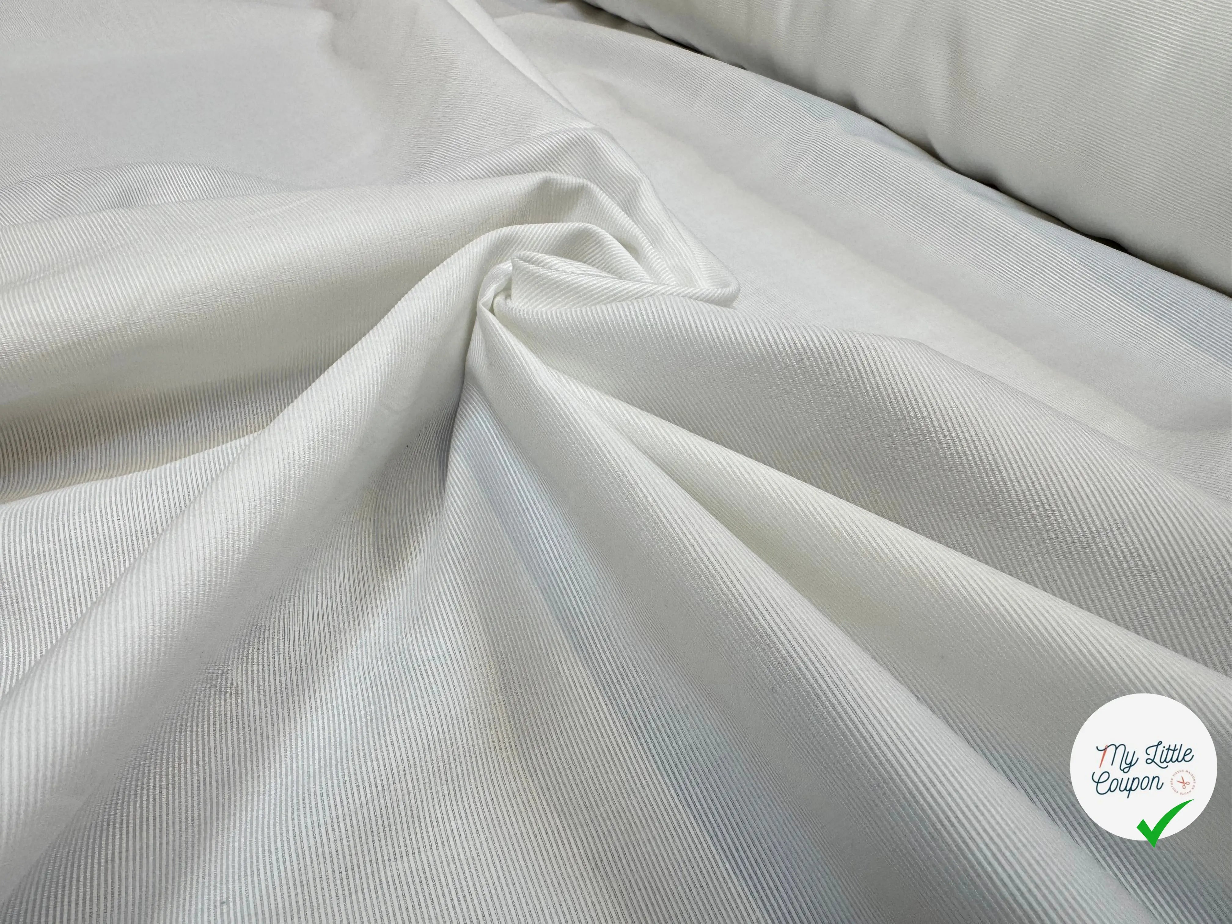 POPELINE BLANCHE MINI RAYURES VERTICALES - My Little Coupon