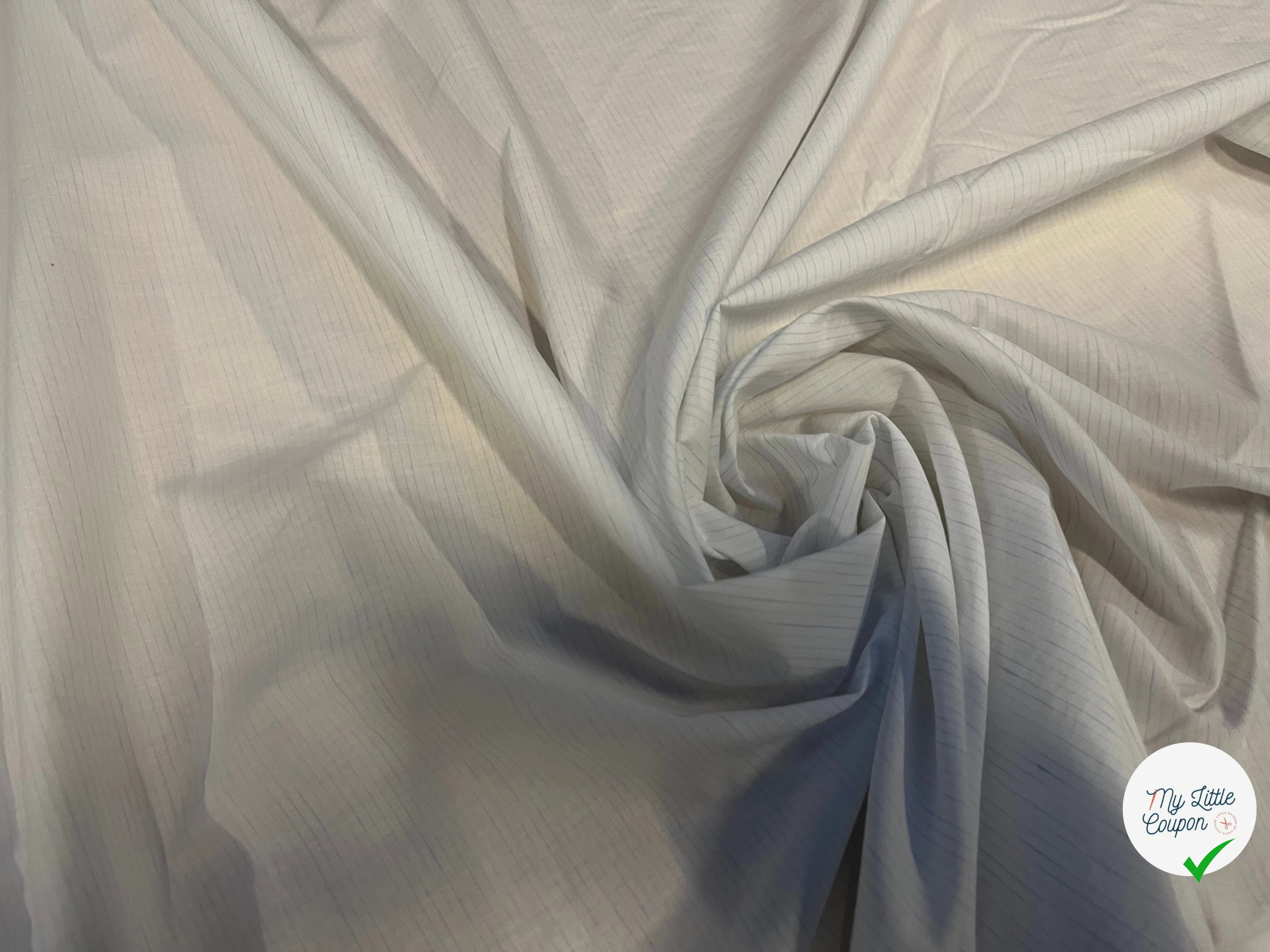 POPELINE BLANCHES À RAYURES BLEUES PIQUÉES - My Little Coupon