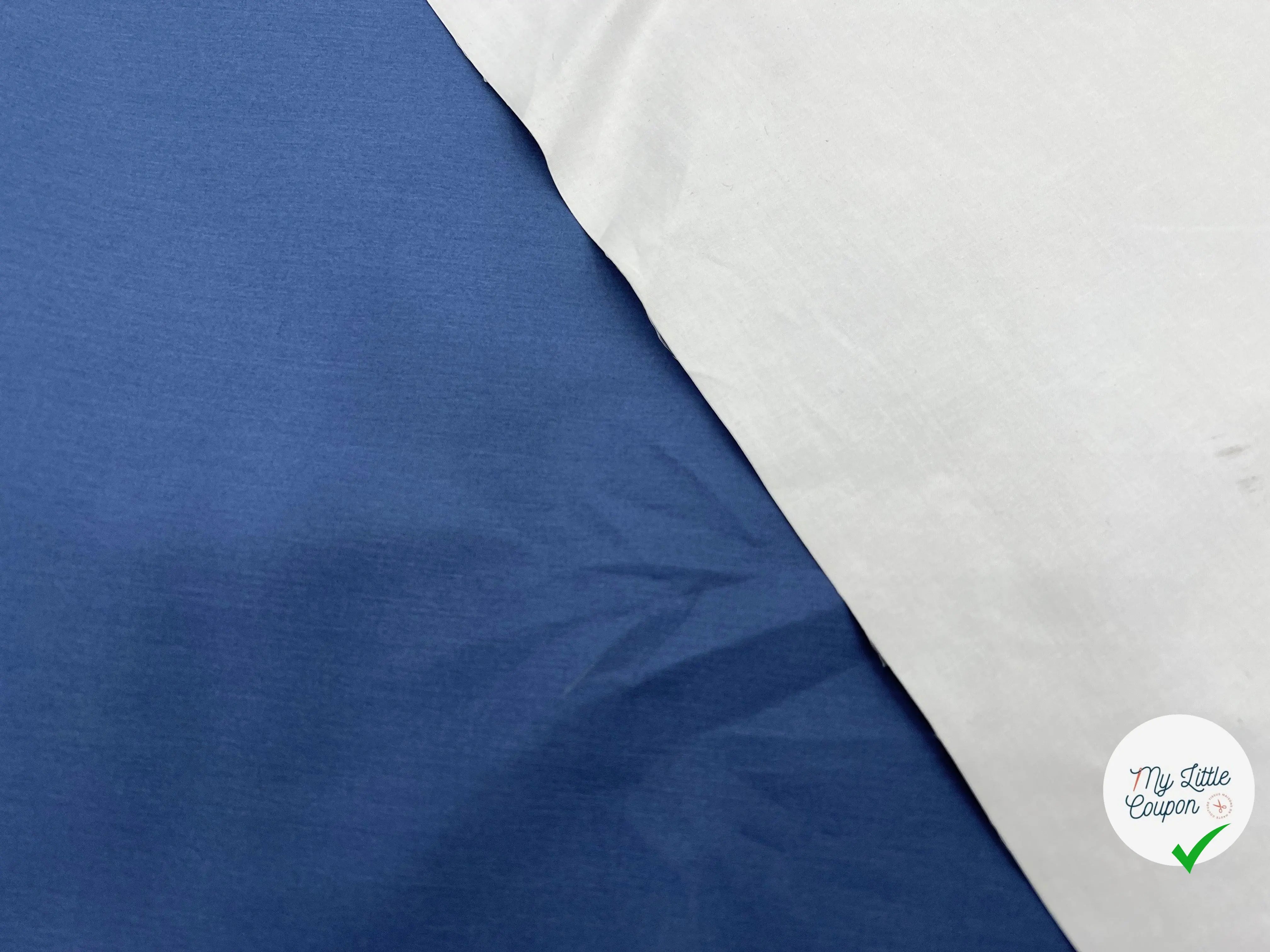 POPELINE BLEU INDIGO CONTRECOLLÉ POPELINE BLANCHE - My Little Coupon - tissu - coudre