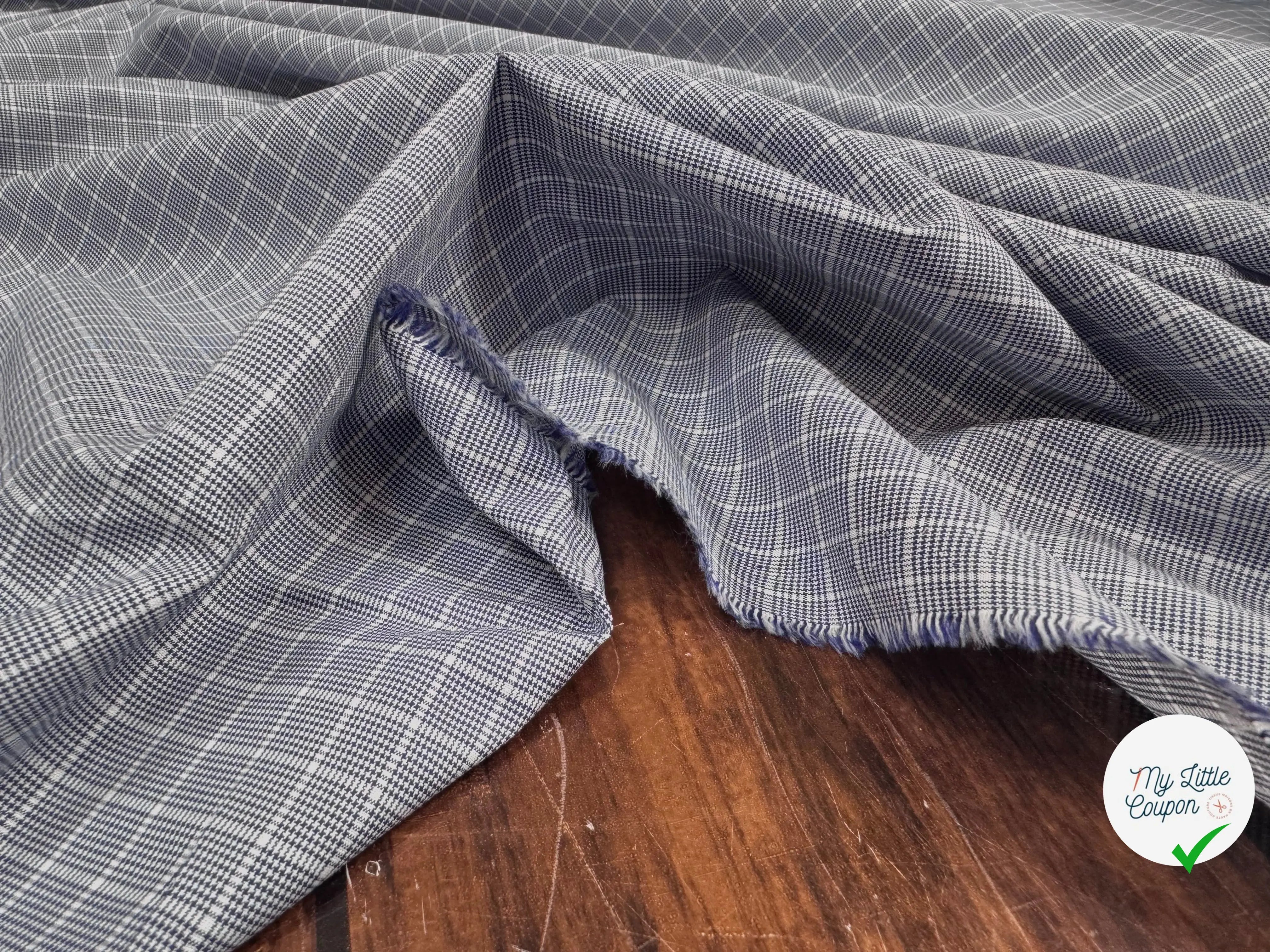 POPELINE CARREAUX MARINE ET BLEU CIEL - My Little Coupon