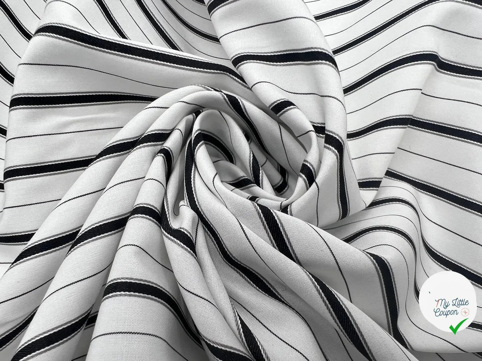 TISSU CHEMISE TISSÉ TEINT BLACK WHITE RAYURES SERTIES - My Little Coupon - tissu - coudre
