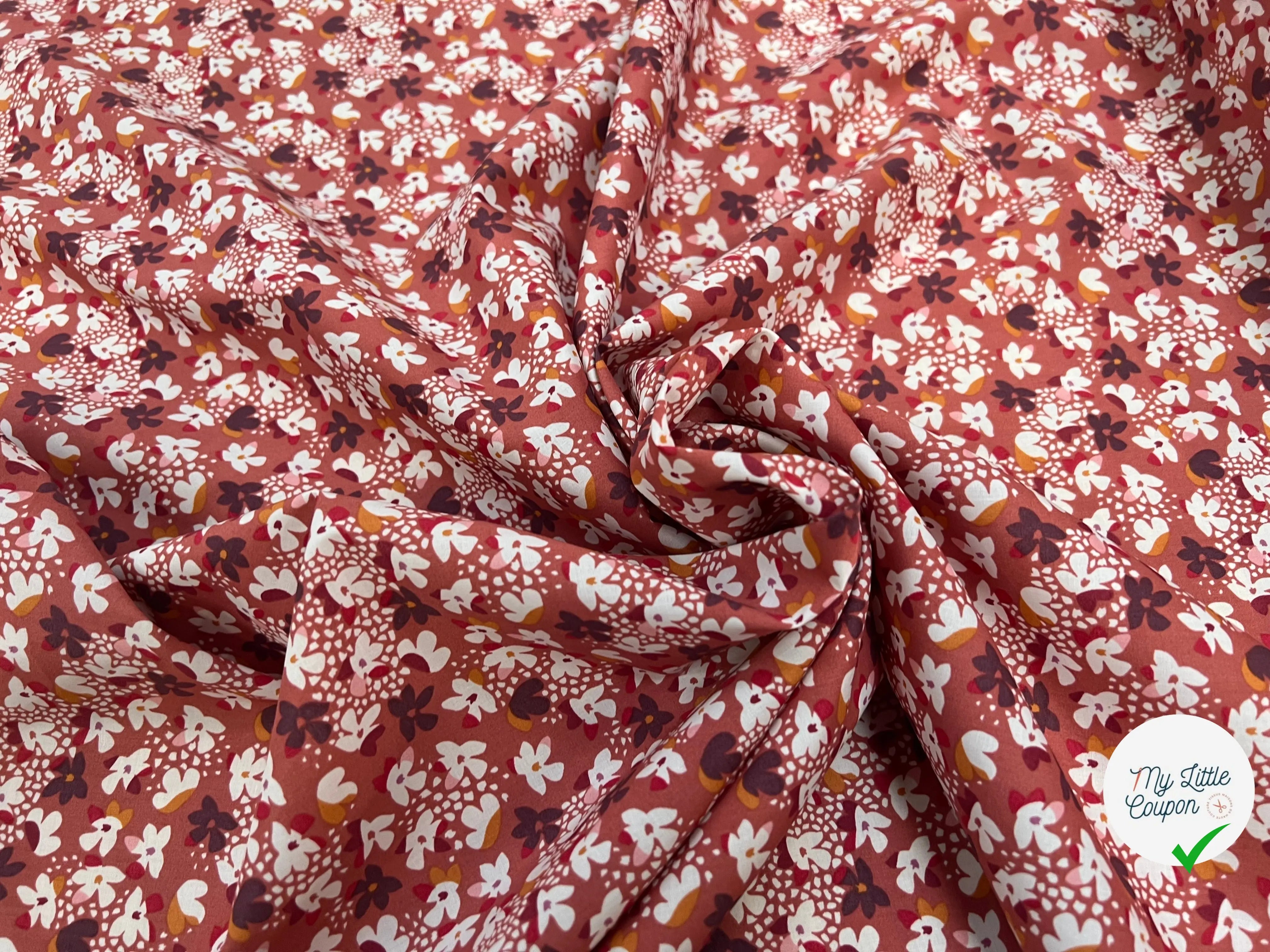POPELINE COTON IMPRIMÉE HANEVE ROSE FRUITE / M.CHAUDS - My Little Coupon