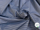 POPELINE COTON RAYURES 15MM FOND BLEU RAYURES BLANCHES - My Little Coupon