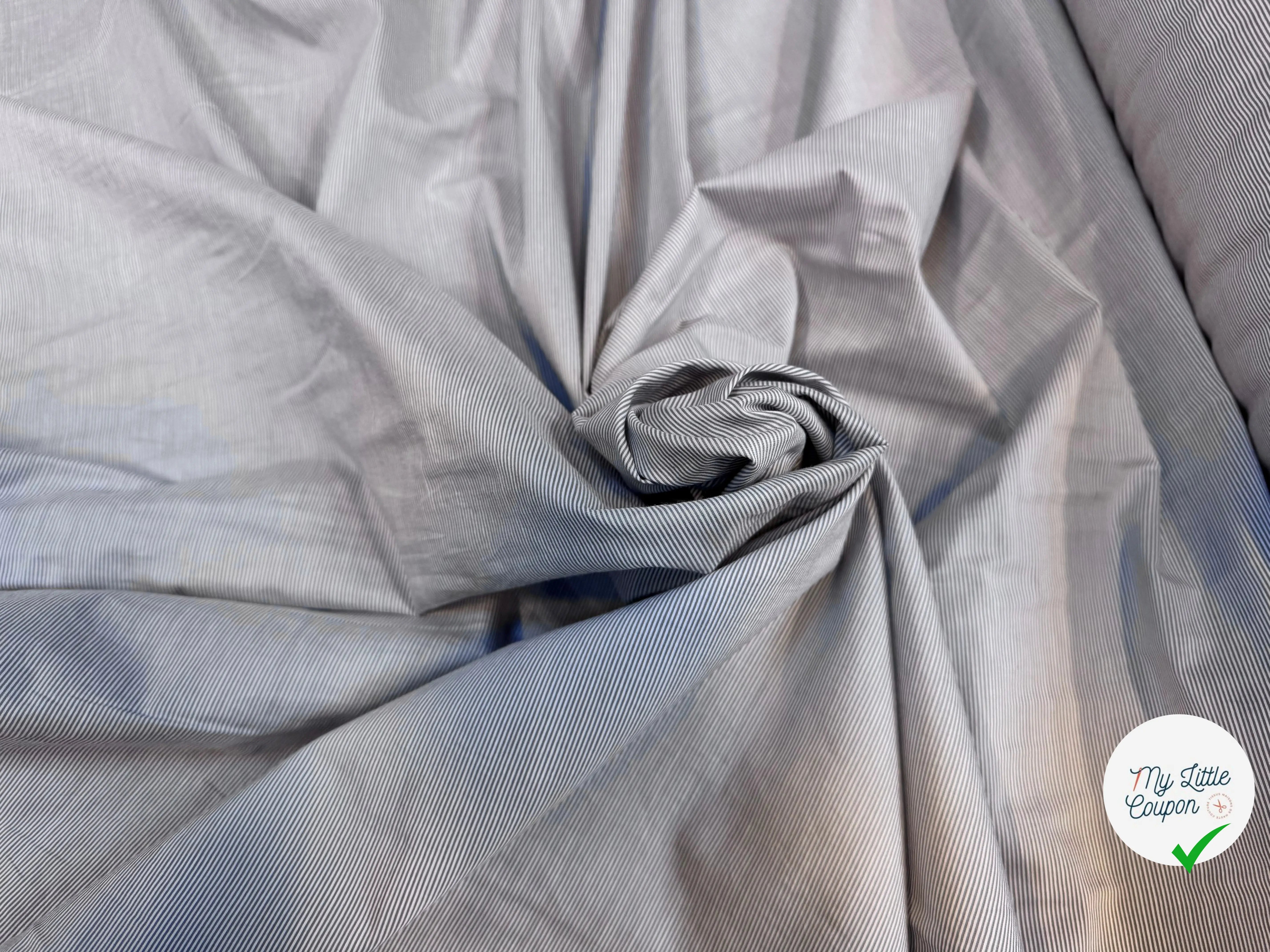POPELINE COTON RAYURES BLANCHES ET GRISES - My Little Coupon