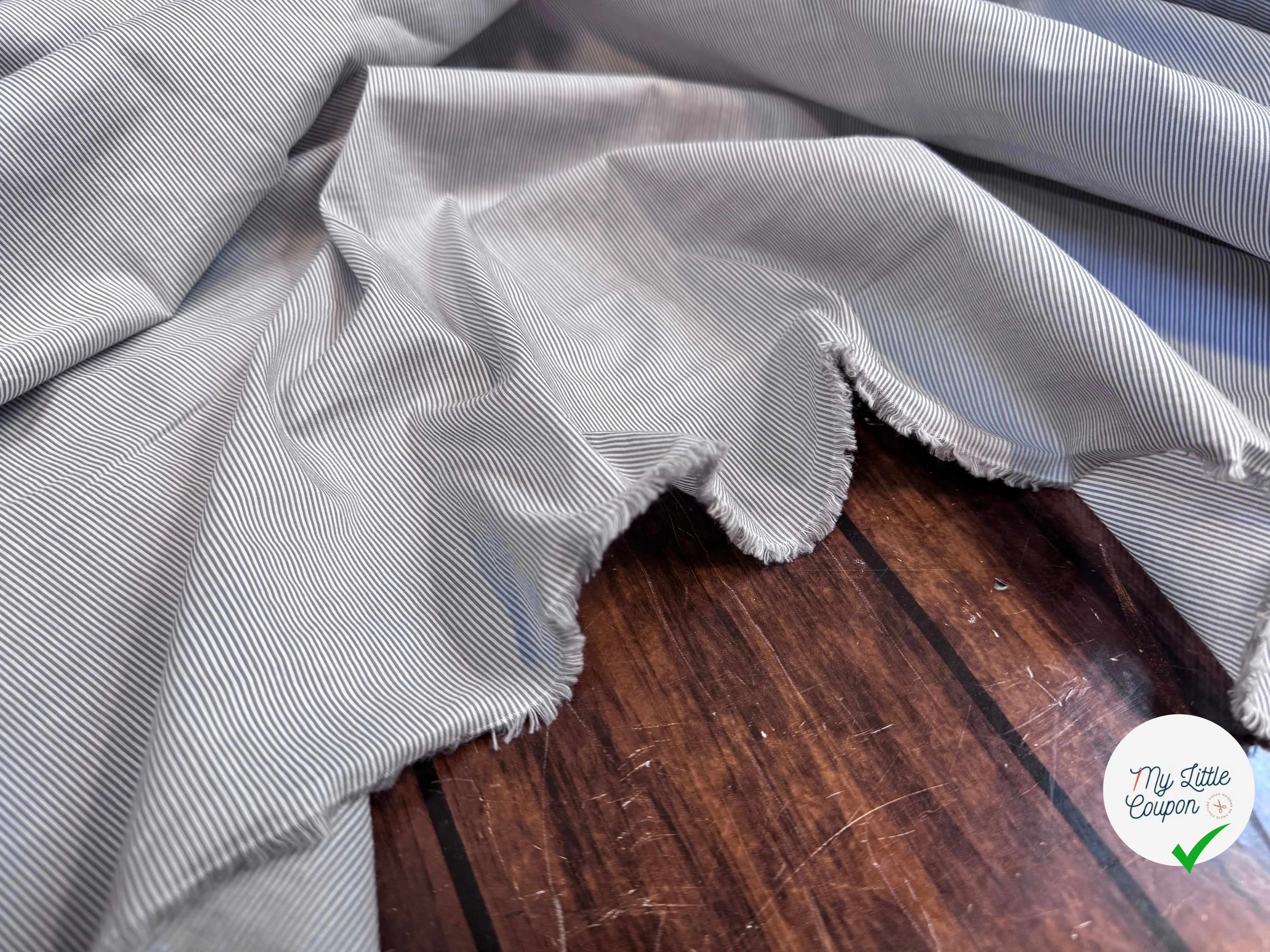 POPELINE COTON RAYURES BLANCHES ET GRISES - My Little Coupon