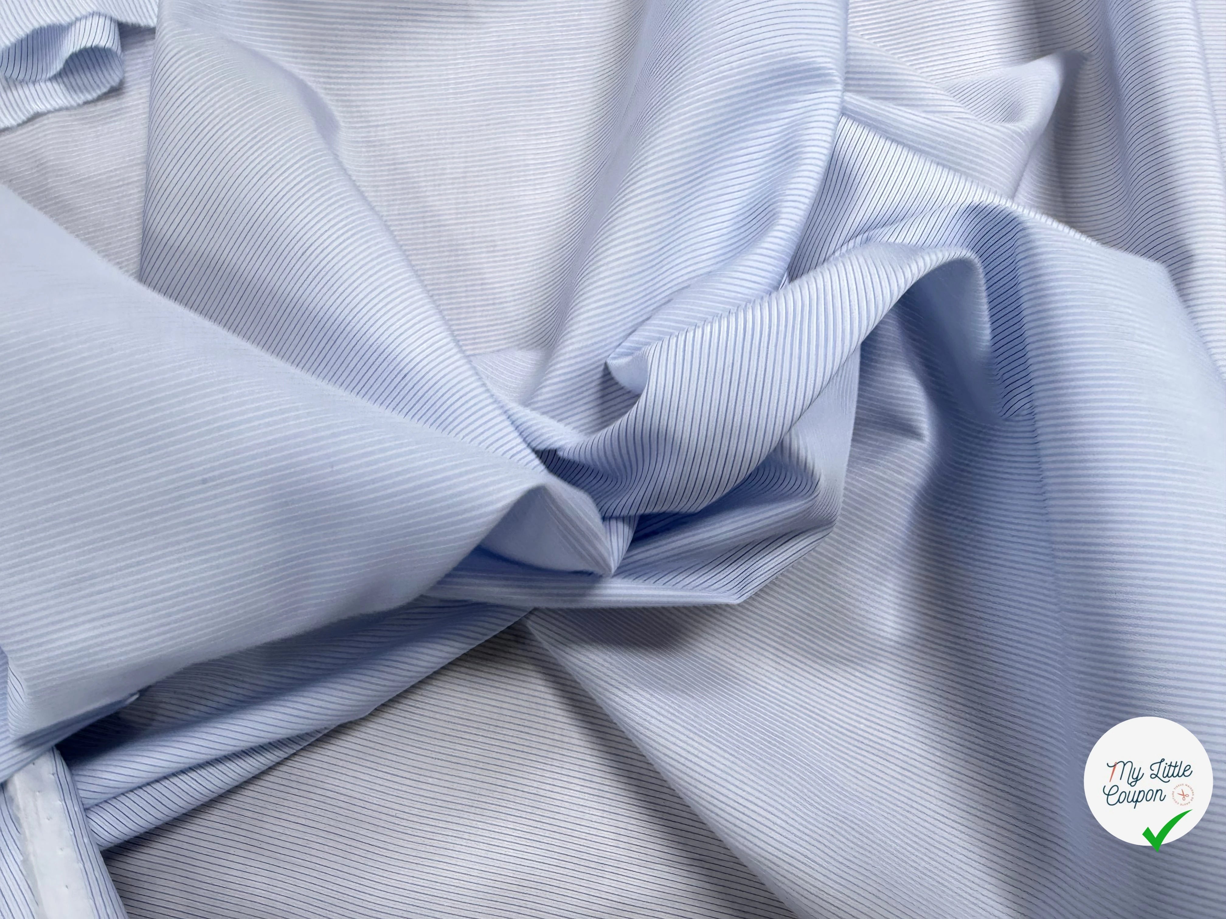 POPELINE COTON RAYURES BLEU ITALIE QUALITÉ FROIDE COUTURE - My Little Coupon