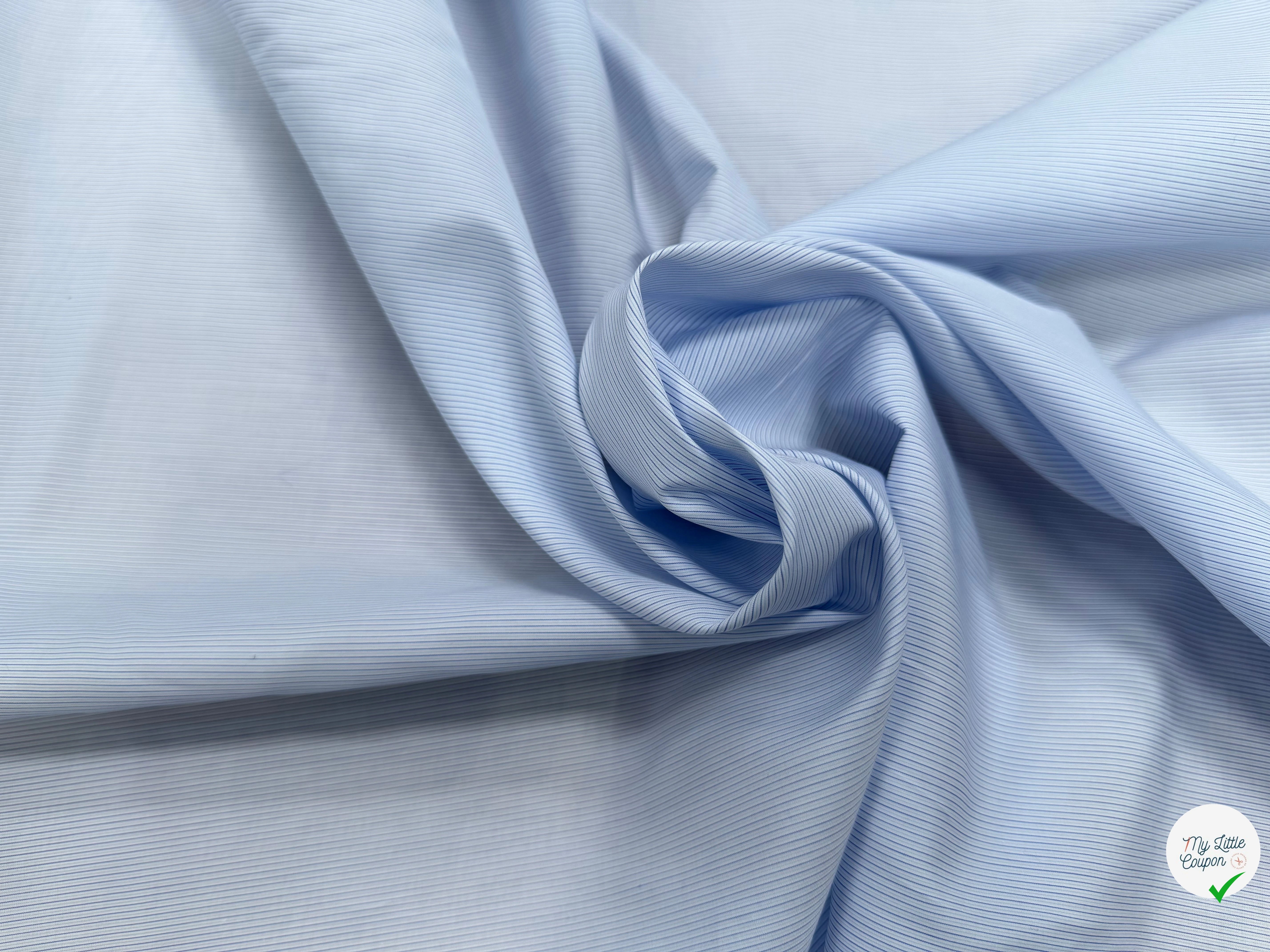 POPELINE COTON RAYURES BLEU ITALIE QUALITÉ FROIDE COUTURE - My Little Coupon