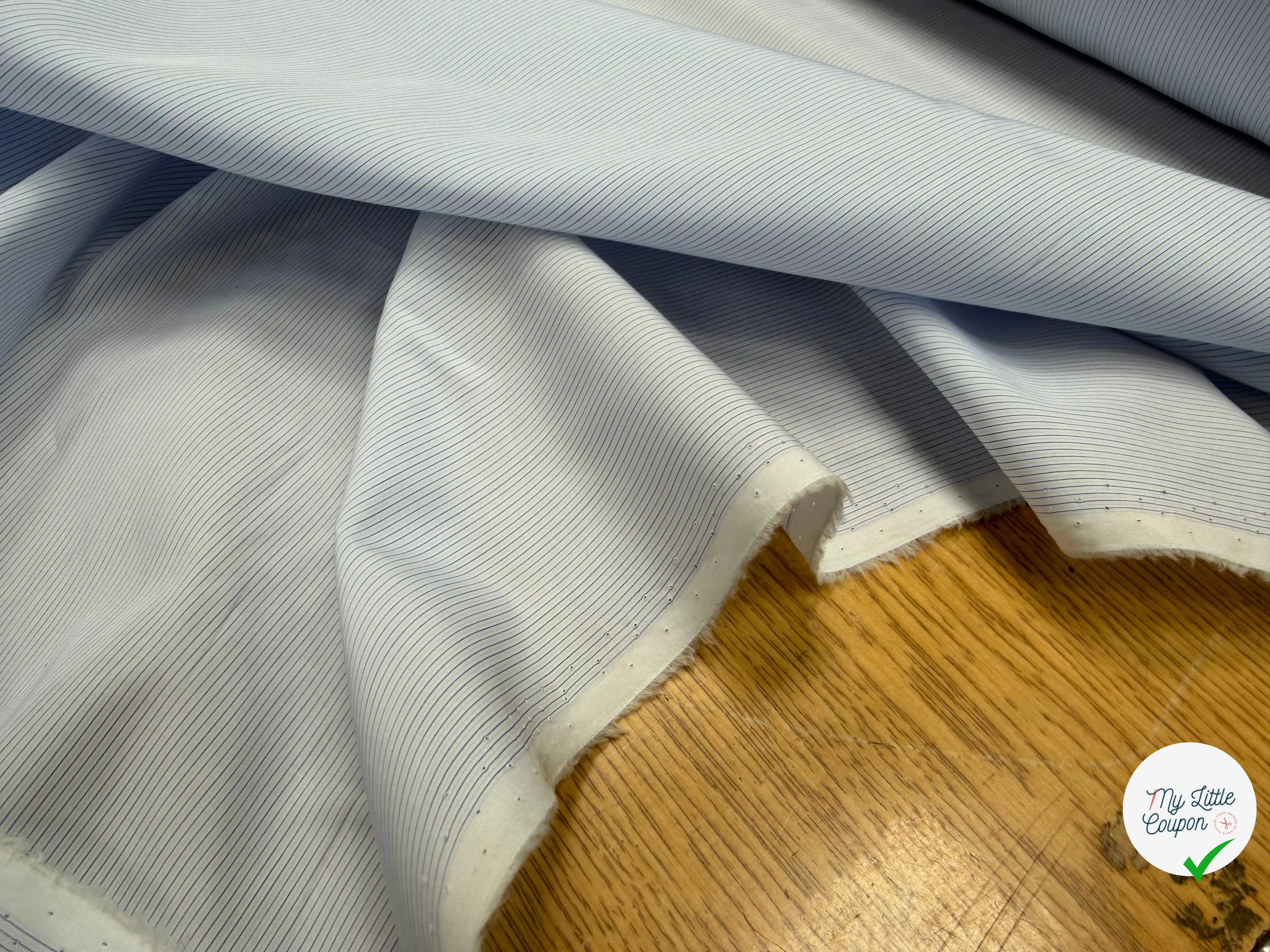 POPELINE COTON RAYURES BLEU ITALIE QUALITÉ FROIDE COUTURE - My Little Coupon
